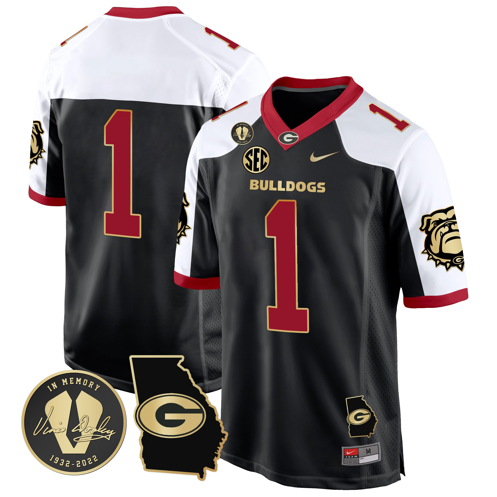 Men's Georgia Bulldogs 2024 Georgia Map Patch Game Jersey - All Stitched