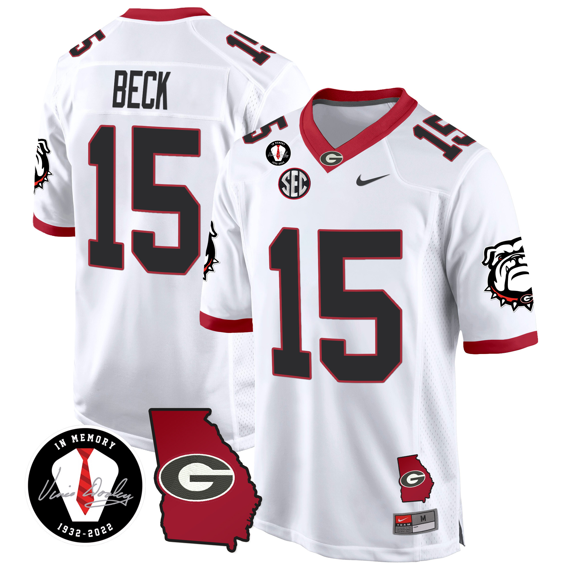 Men's Georgia Bulldogs 2024 Georgia Map Patch Game Jersey - All Stitched