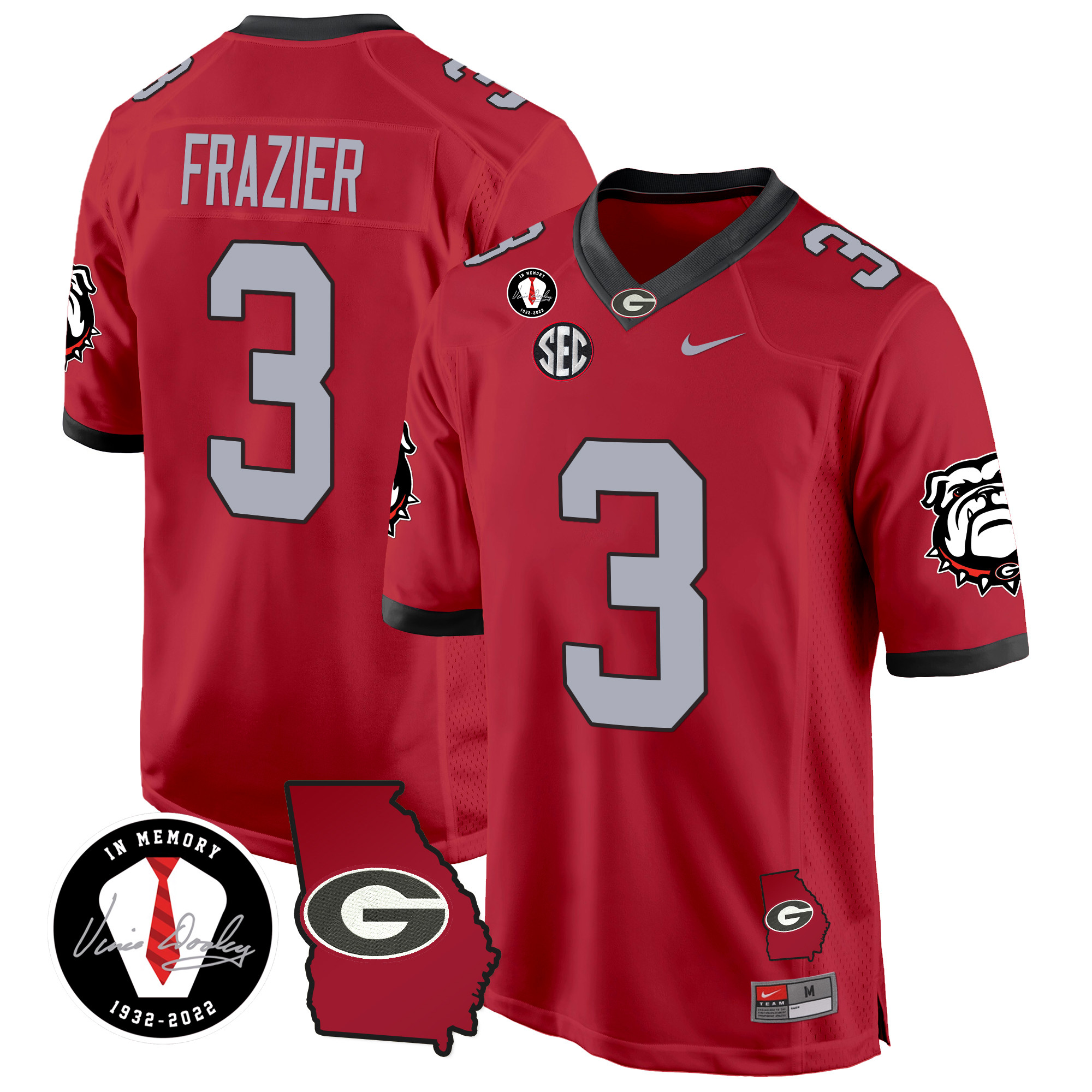 Men's Georgia Bulldogs 2024 Georgia Map Patch Game Jersey - All Stitched