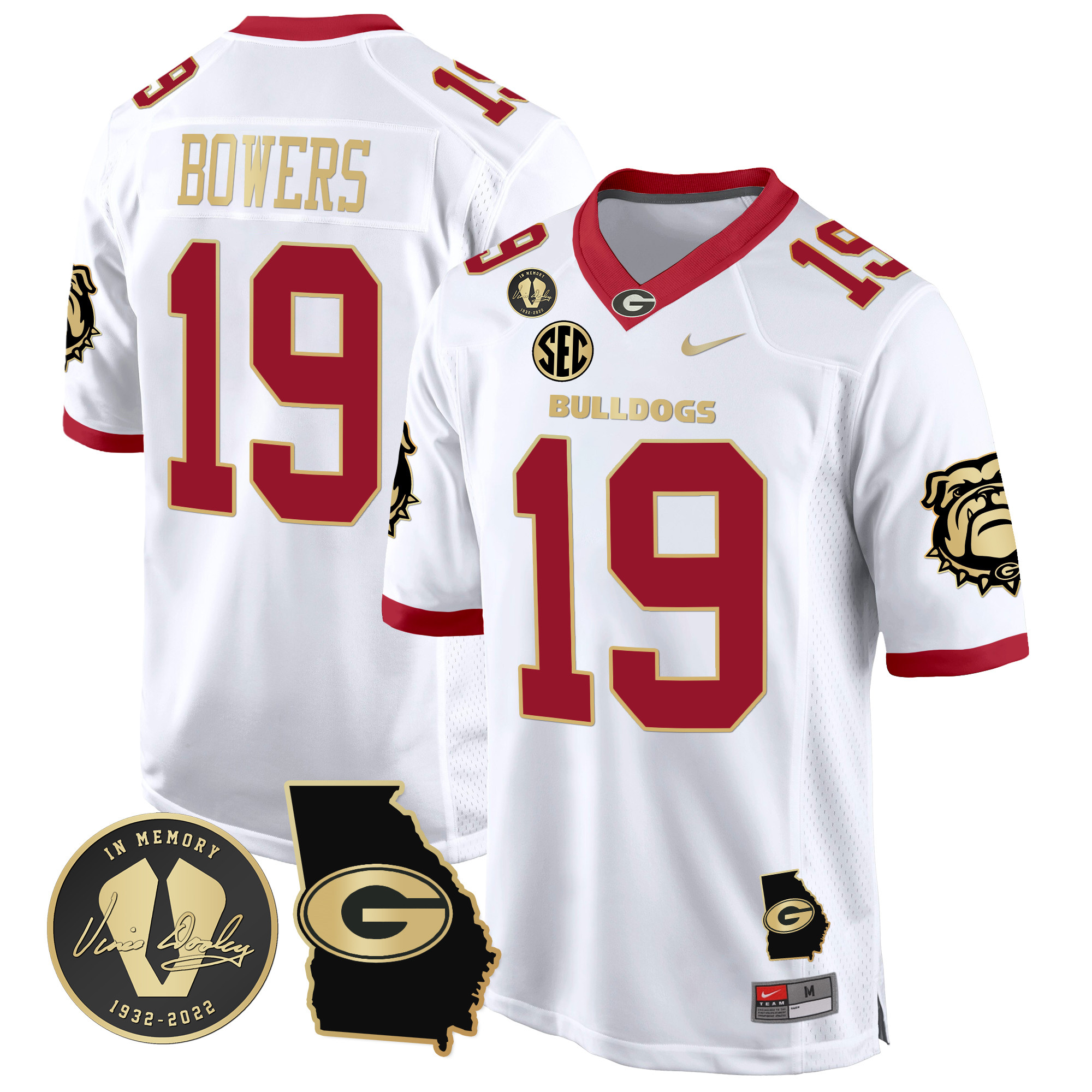 Men's Georgia Bulldogs 2024 Georgia Map Patch Game Jersey - All Stitched