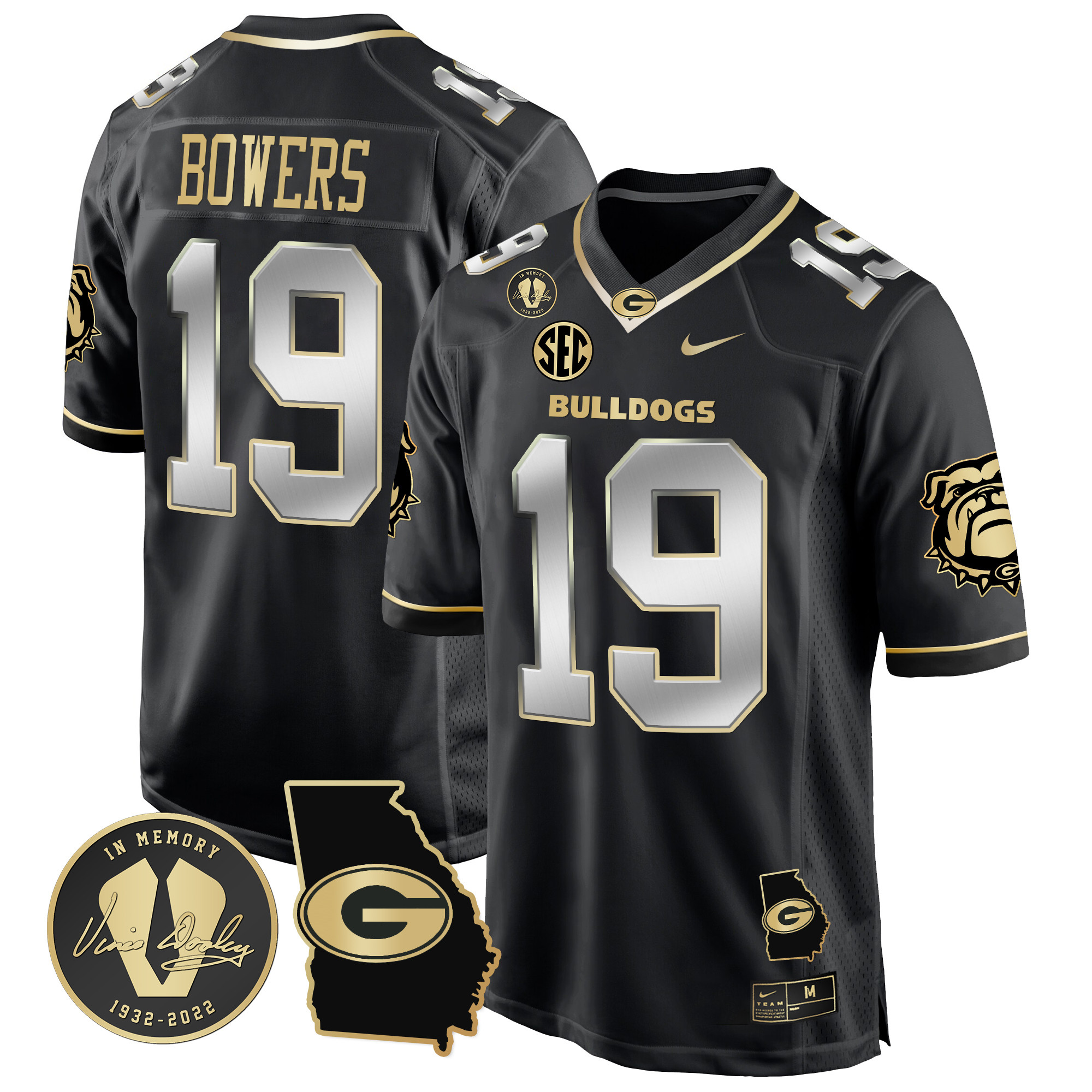 Men's Georgia Bulldogs 2024 Georgia Map Patch Game Jersey - All Stitched