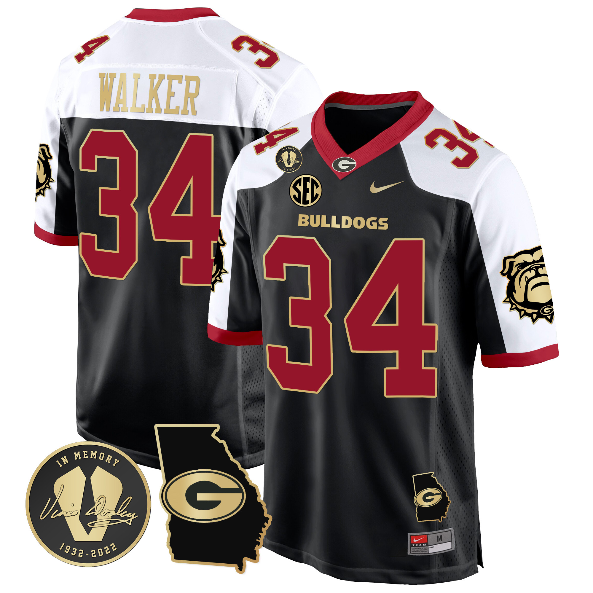 Men's Georgia Bulldogs 2024 Georgia Map Patch Game Jersey - All Stitched