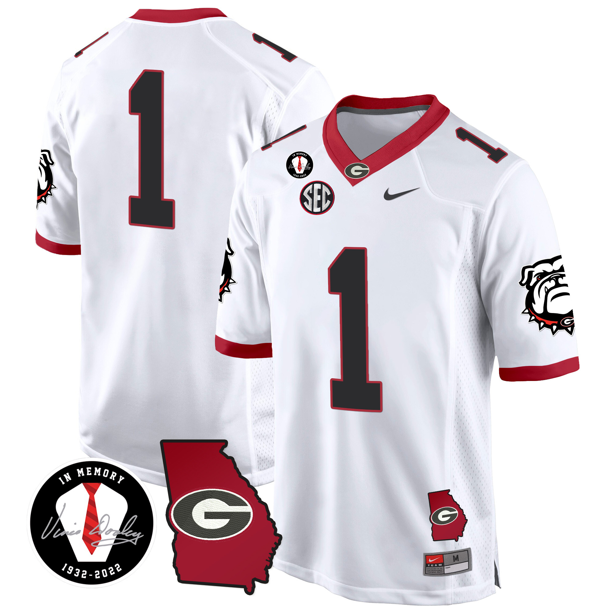 Men's Georgia Bulldogs 2024 Georgia Map Patch Game Jersey - All Stitched