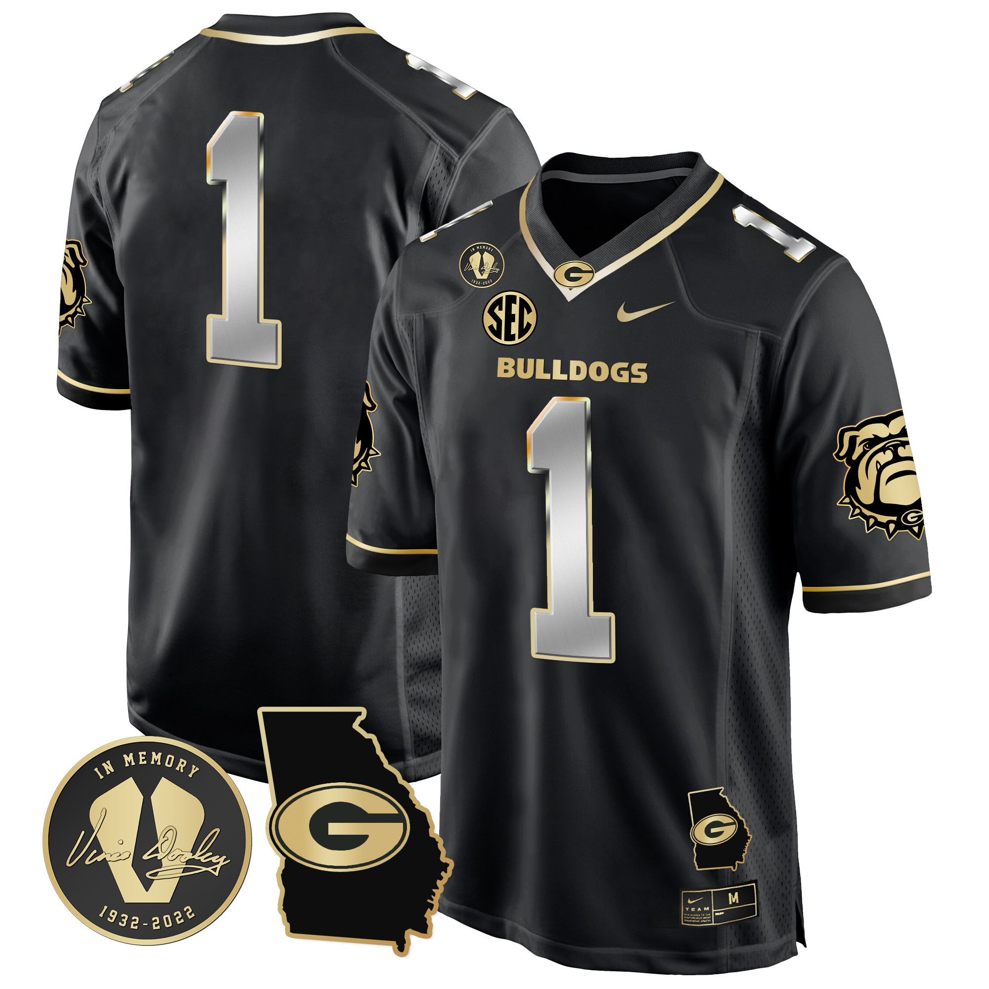 Men's Georgia Bulldogs 2024 Georgia Map Patch Game Jersey - All Stitched