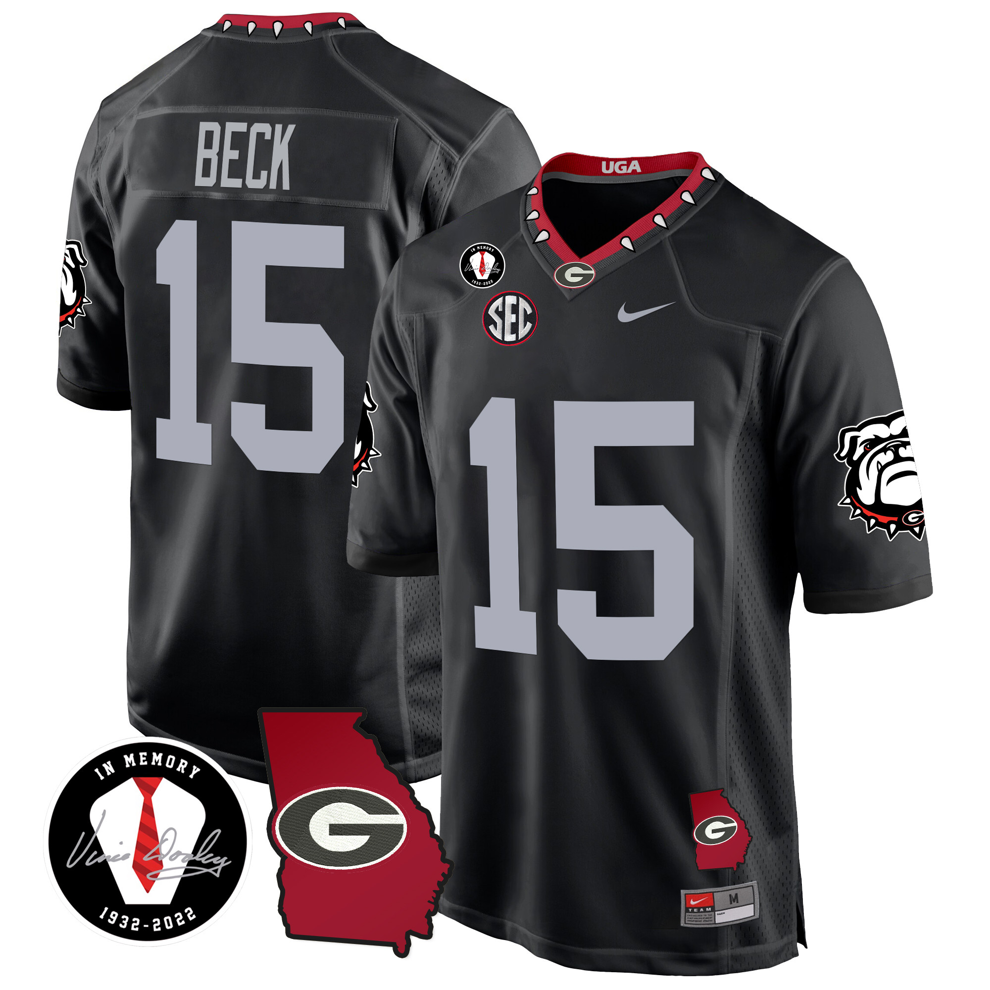 Men's Georgia Bulldogs 2024 Georgia Map Patch Game Jersey - All Stitched