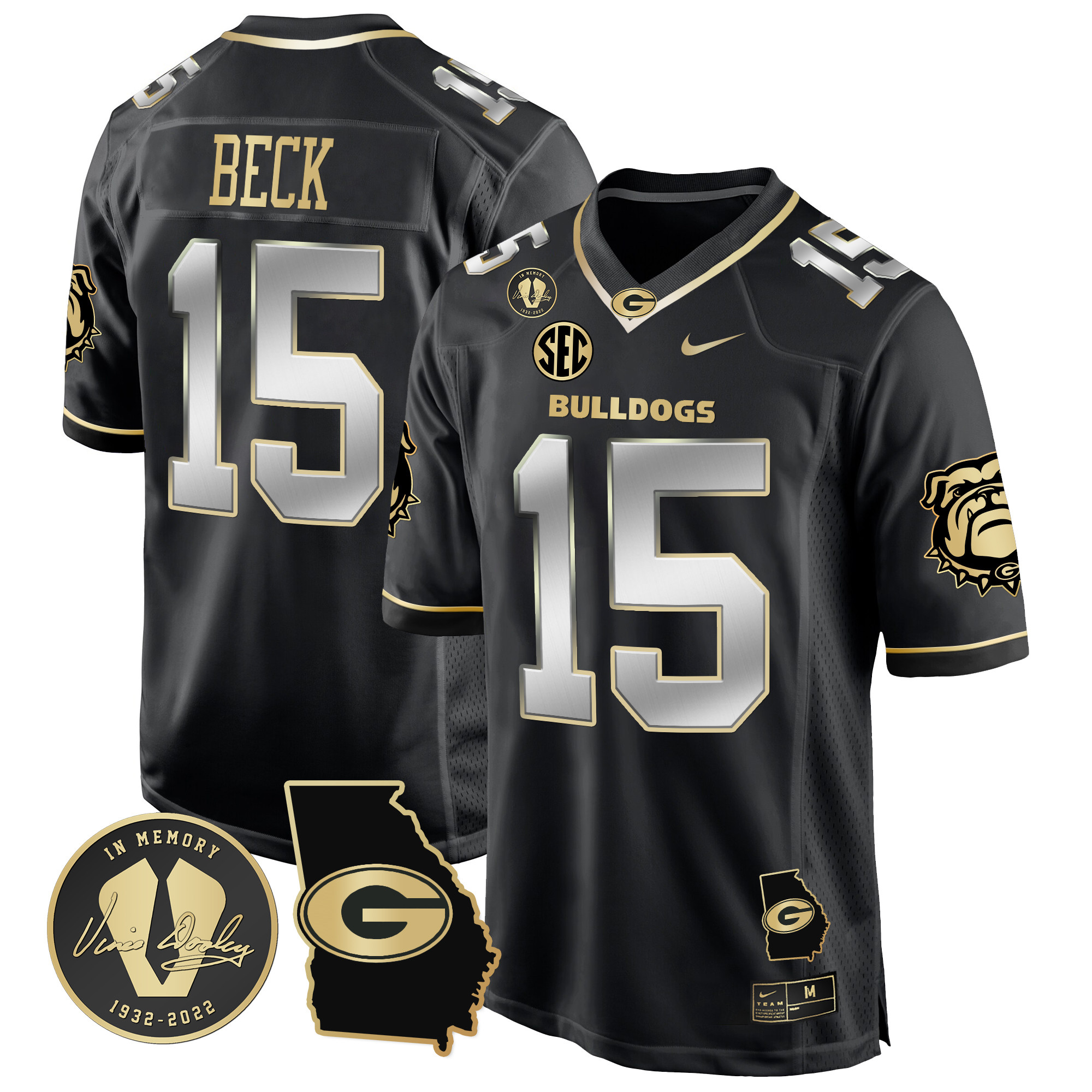 Men's Georgia Bulldogs 2024 Georgia Map Patch Game Jersey - All Stitched
