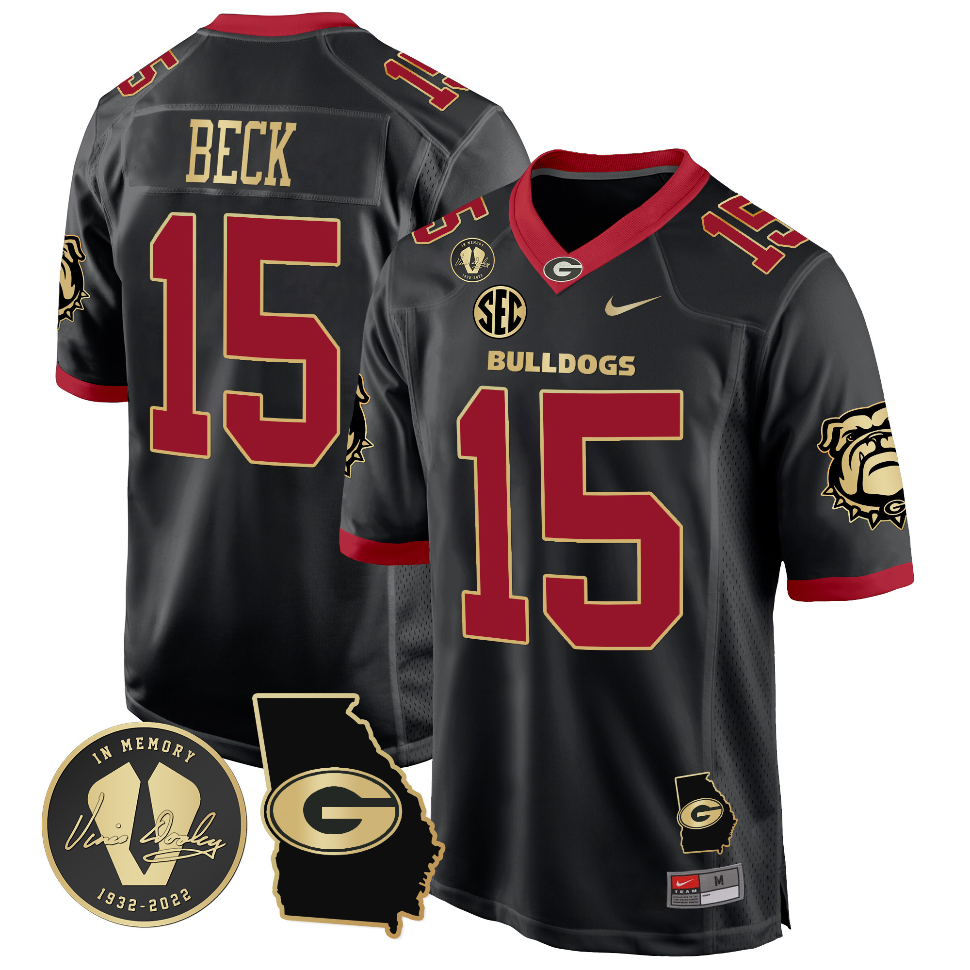 Men's Georgia Bulldogs 2024 Georgia Map Patch Game Jersey - All Stitched