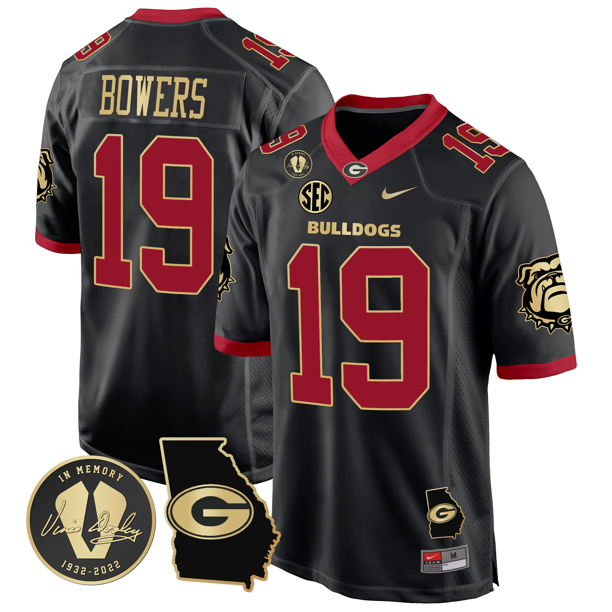 Men's Georgia Bulldogs 2024 Georgia Map Patch Game Jersey - All Stitched