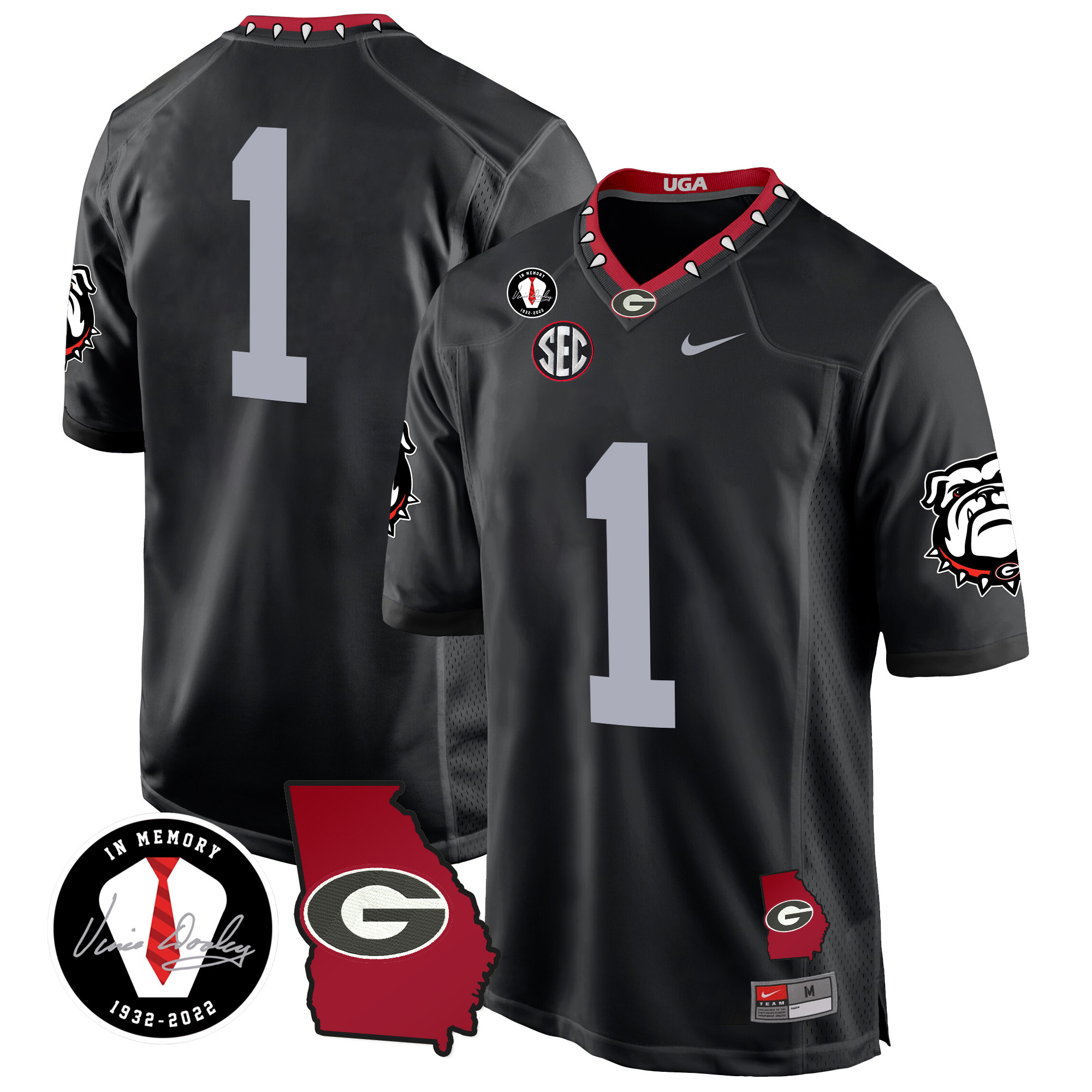 Men's Georgia Bulldogs 2024 Georgia Map Patch Game Jersey - All Stitched