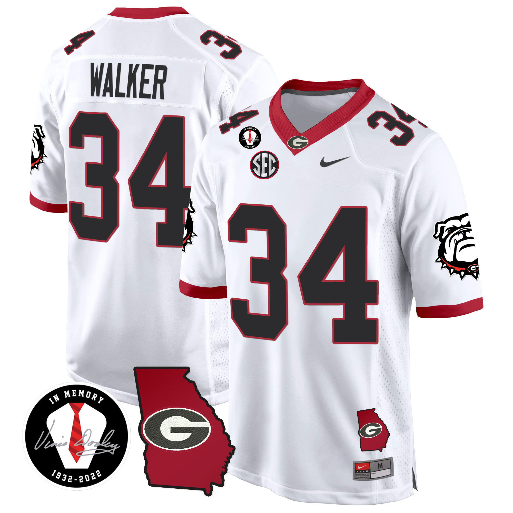 Men's Georgia Bulldogs 2024 Georgia Map Patch Game Jersey - All Stitched