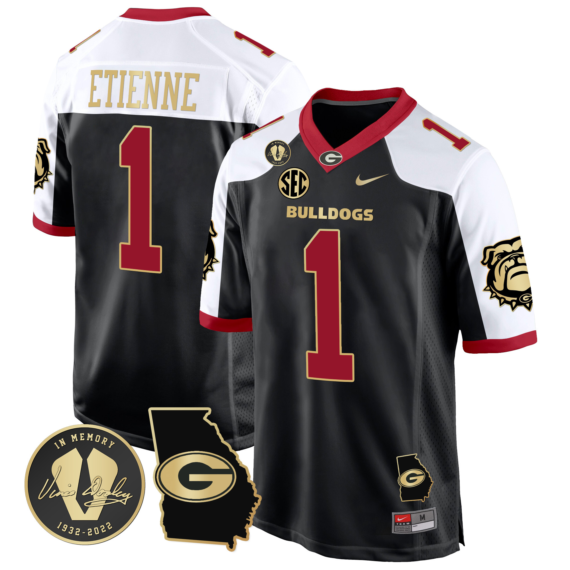 Men's Georgia Bulldogs 2024 Georgia Map Patch Game Jersey - All Stitched