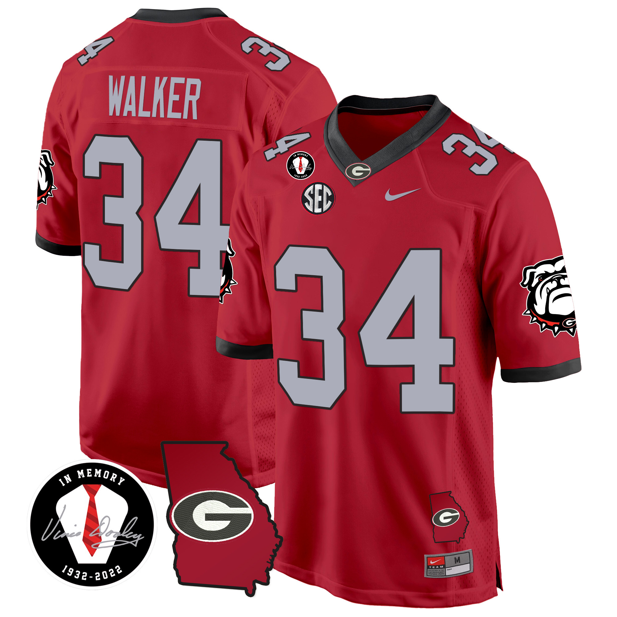 Men's Georgia Bulldogs 2024 Georgia Map Patch Game Jersey - All Stitched