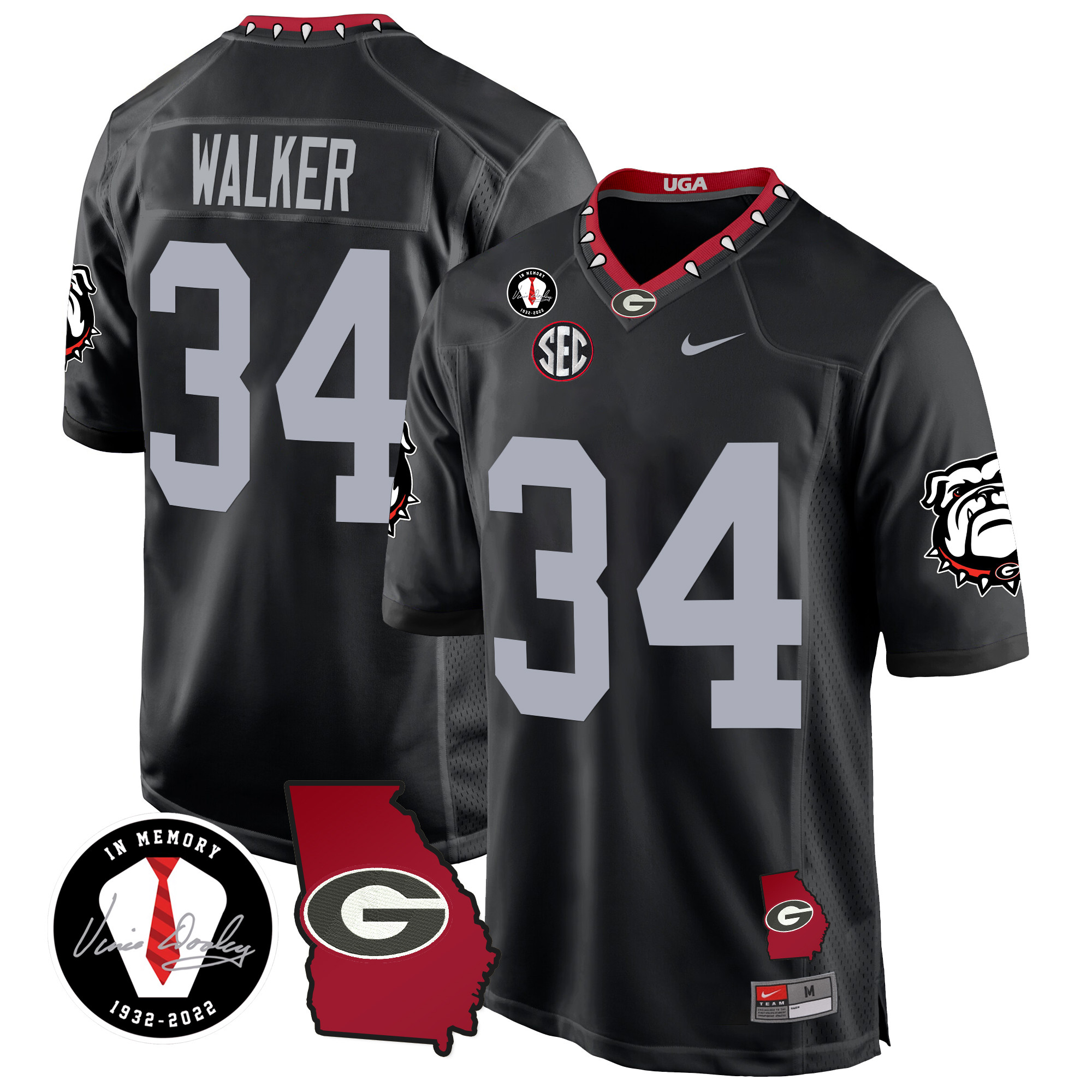 Men's Georgia Bulldogs 2024 Georgia Map Patch Game Jersey - All Stitched