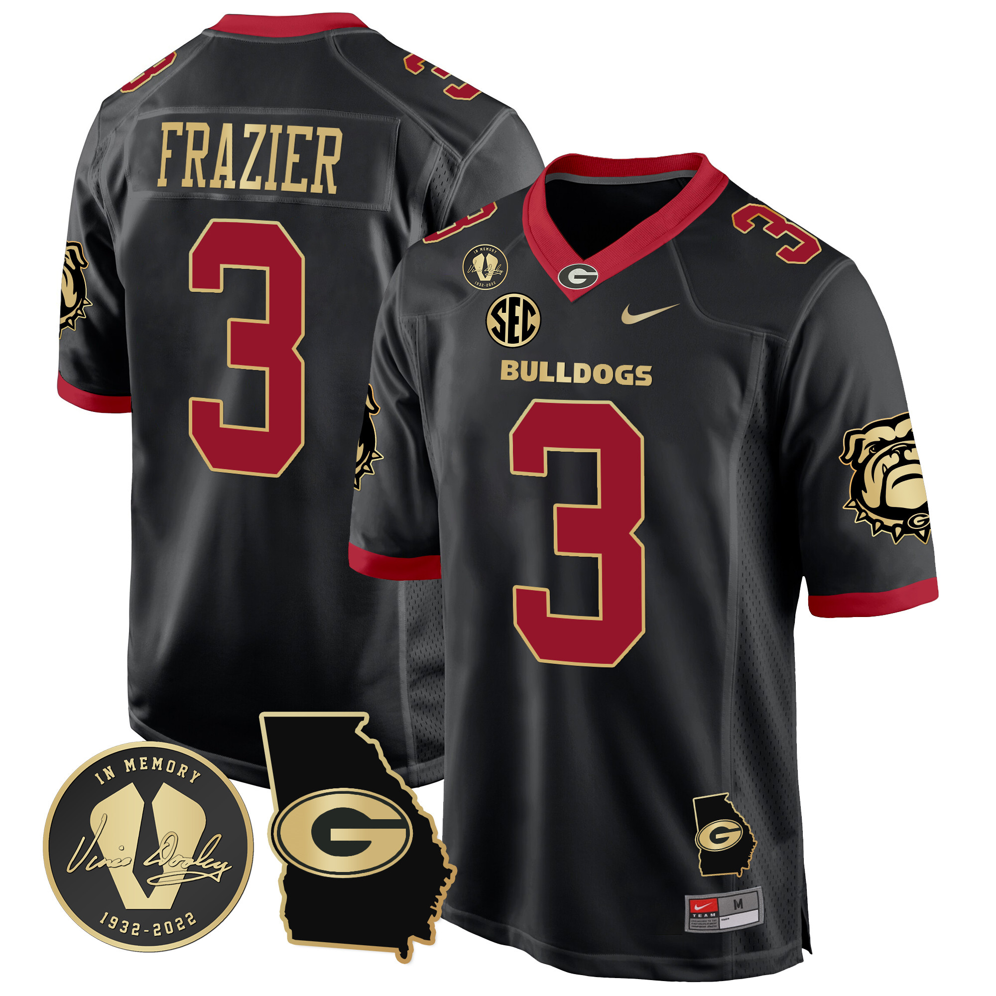 Men's Georgia Bulldogs 2024 Georgia Map Patch Game Jersey - All Stitched