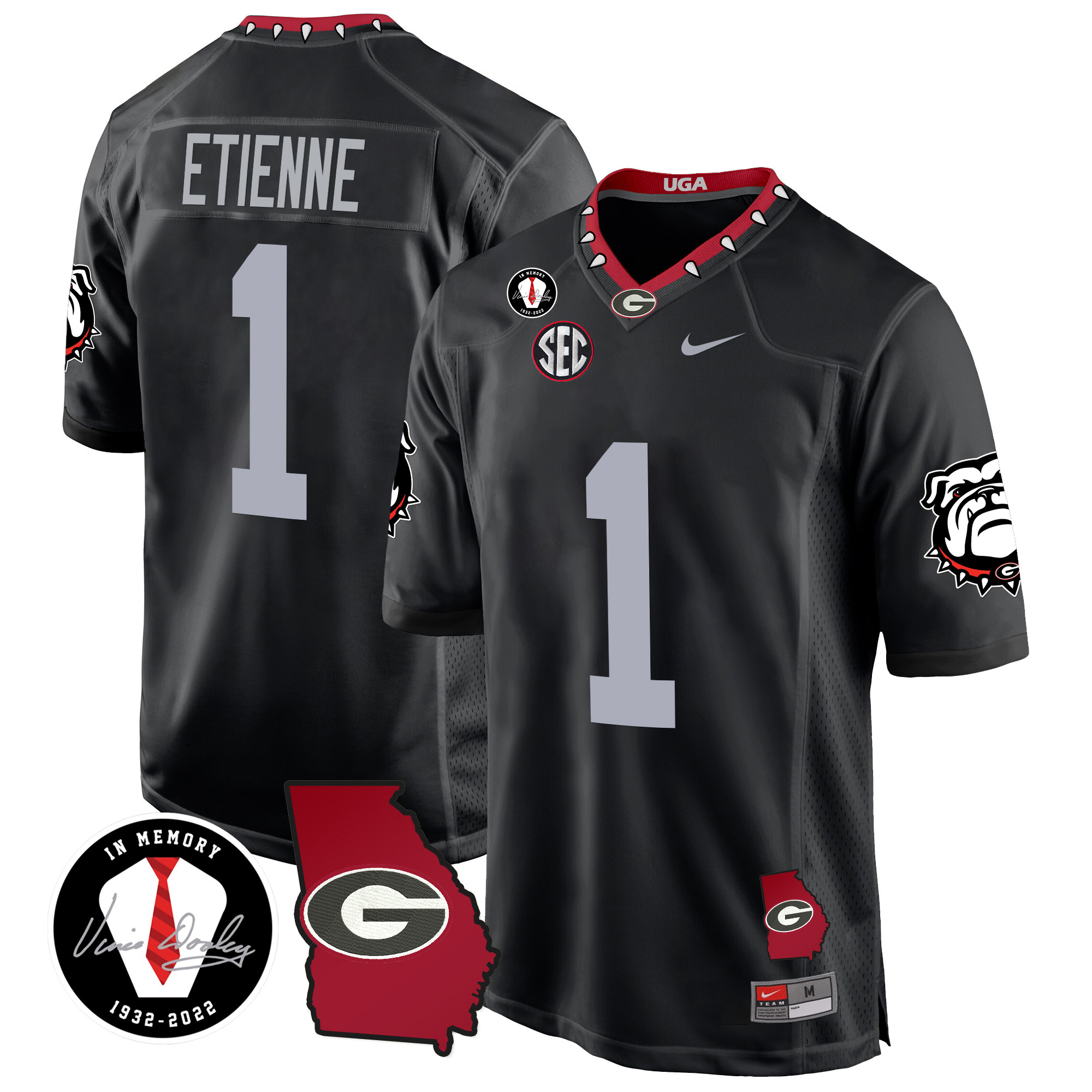 Men's Georgia Bulldogs 2024 Georgia Map Patch Game Jersey - All Stitched