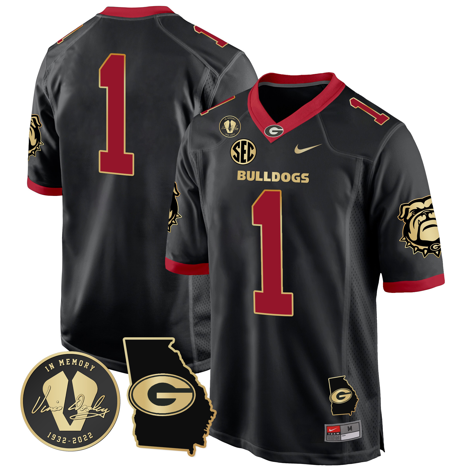 Men's Georgia Bulldogs 2024 Georgia Map Patch Game Jersey - All Stitched