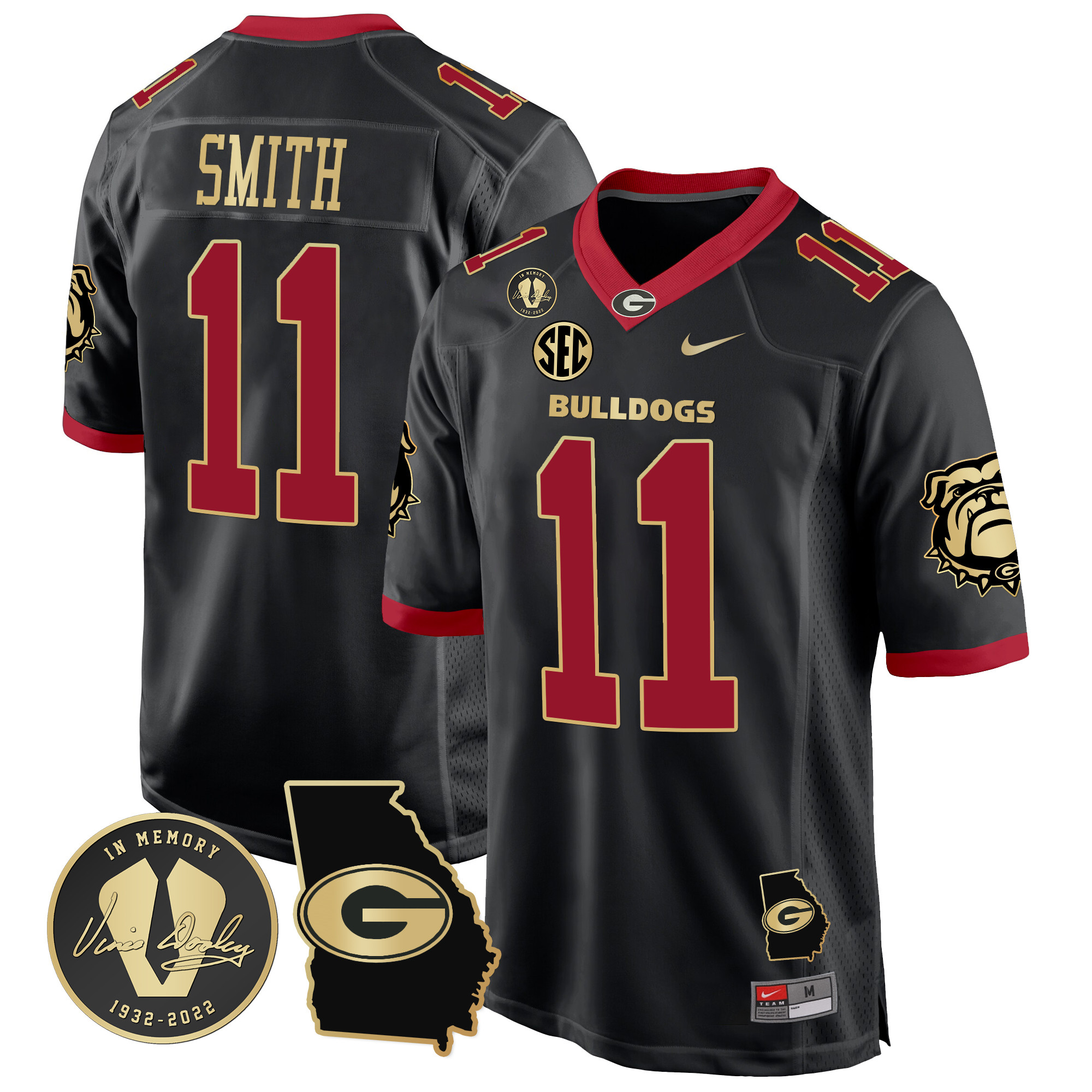 Men's Georgia Bulldogs 2024 Georgia Map Patch Game Jersey - All Stitched