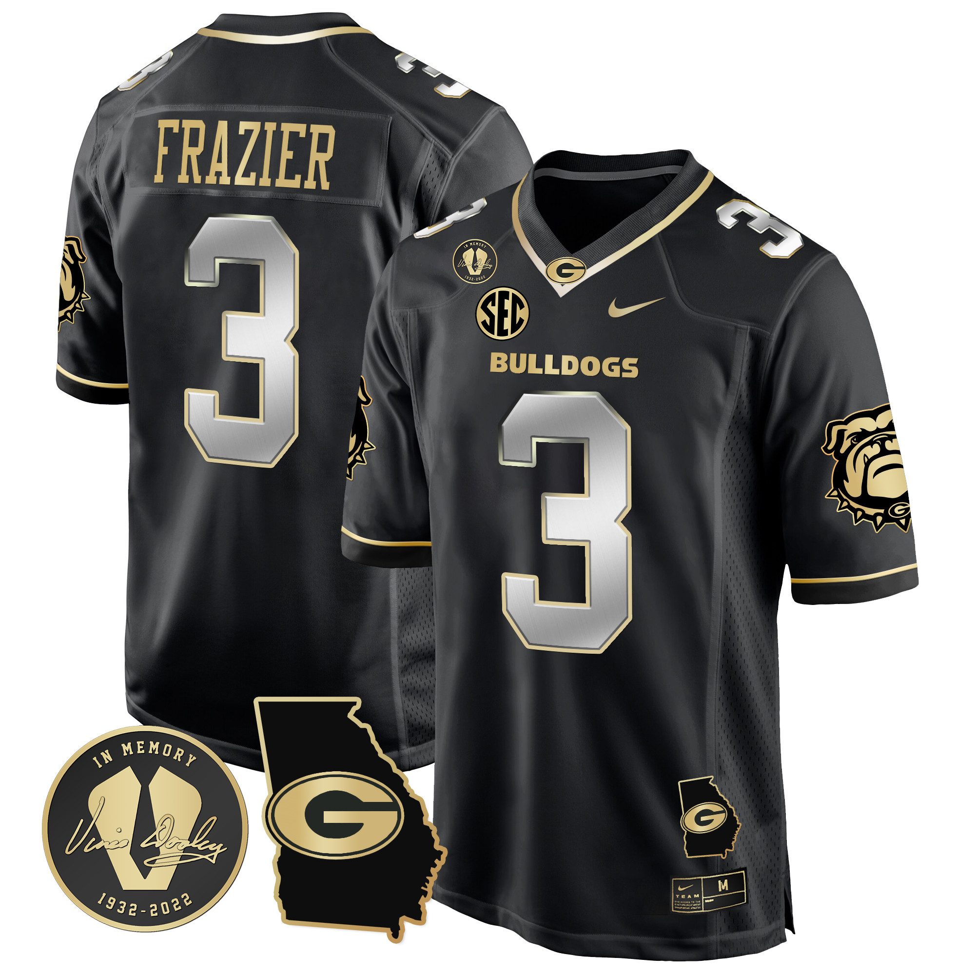 Men's Georgia Bulldogs 2024 Georgia Map Patch Game Jersey - All Stitched