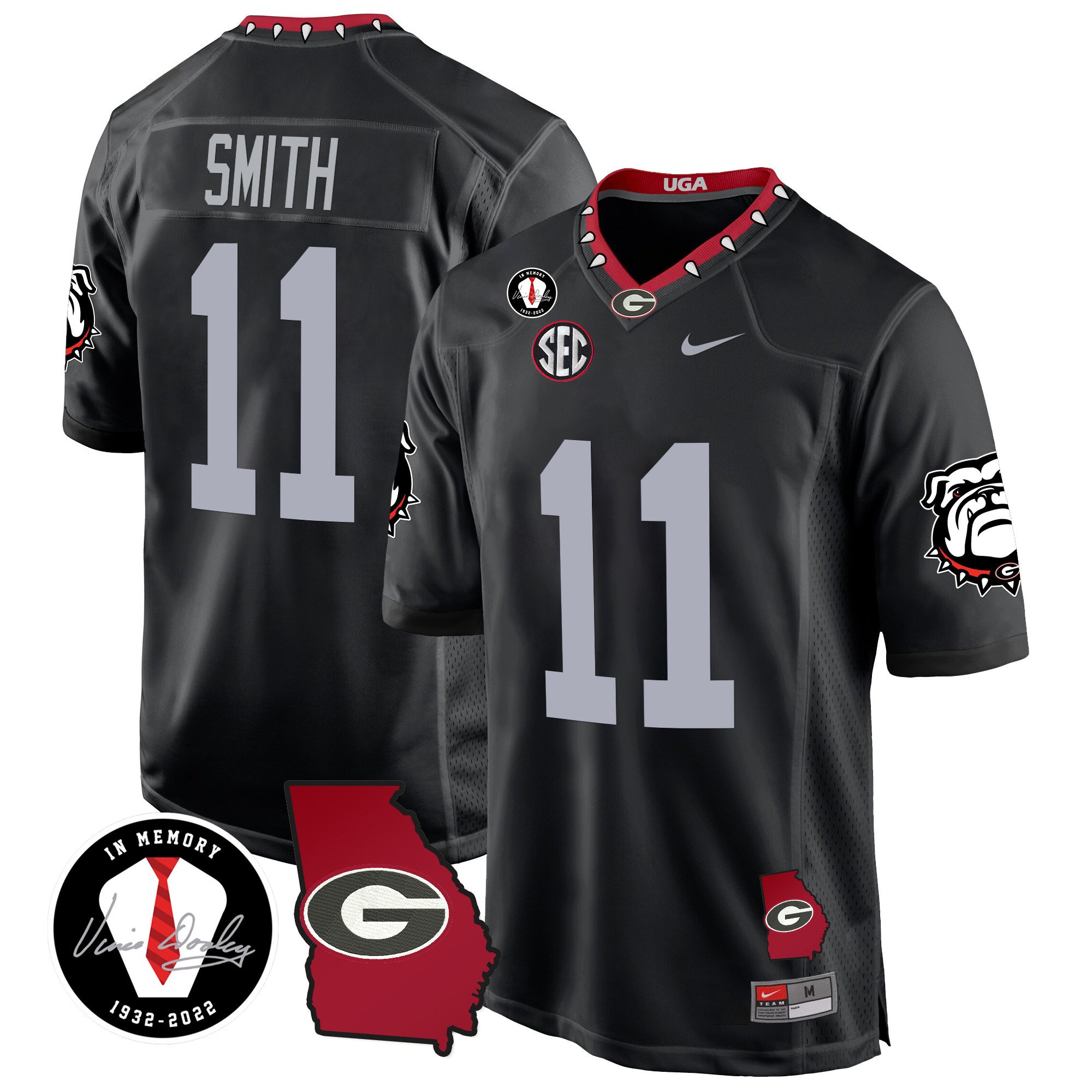 Men's Georgia Bulldogs 2024 Georgia Map Patch Game Jersey - All Stitched