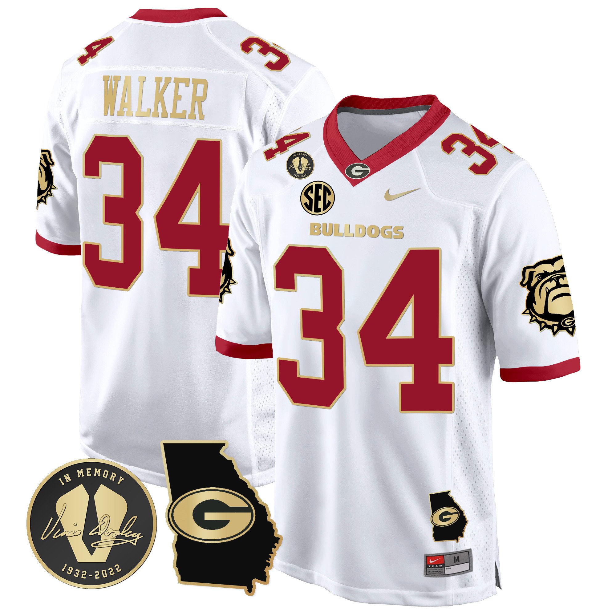 Men's Georgia Bulldogs 2024 Georgia Map Patch Game Jersey - All Stitched