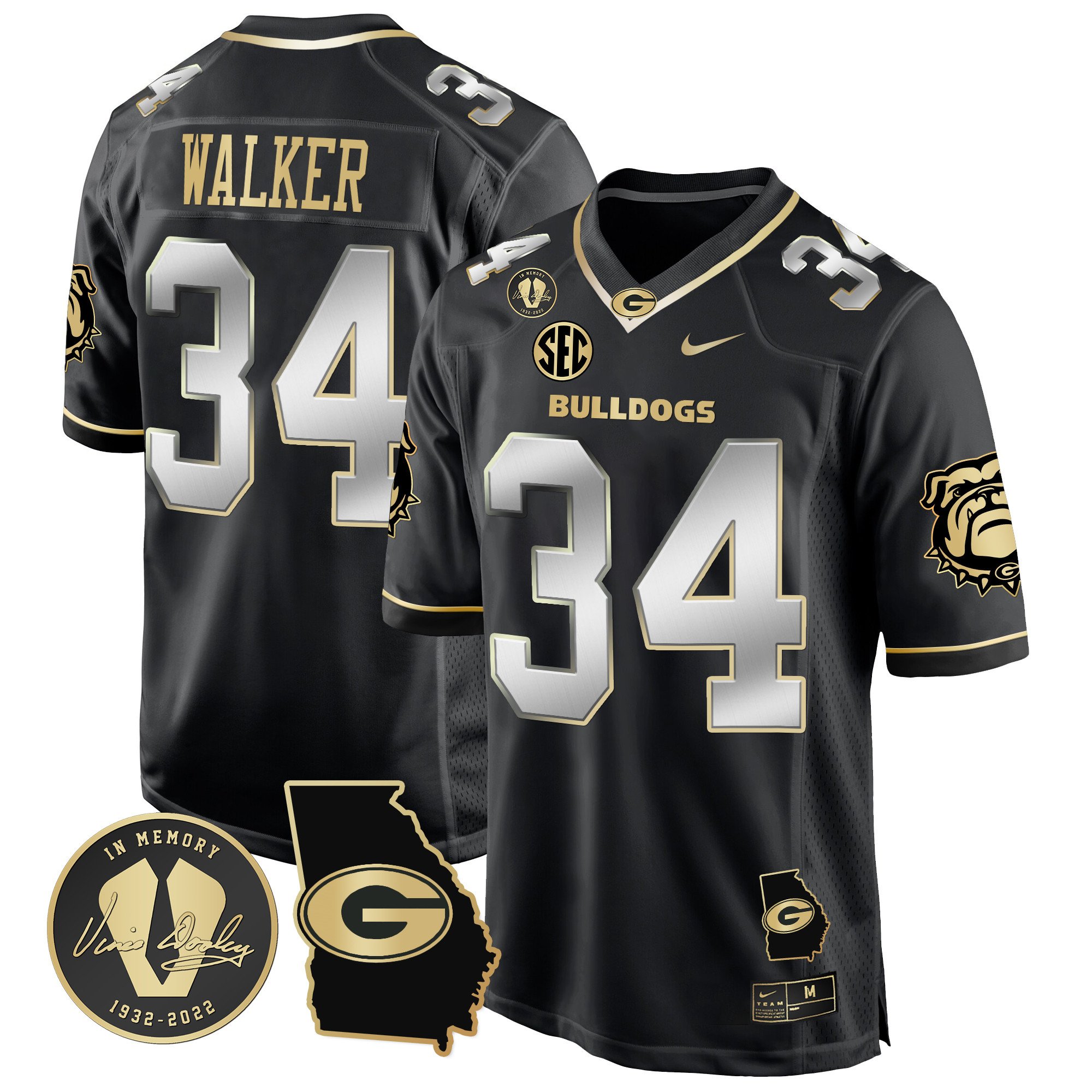 Men's Georgia Bulldogs 2024 Georgia Map Patch Game Jersey - All Stitched
