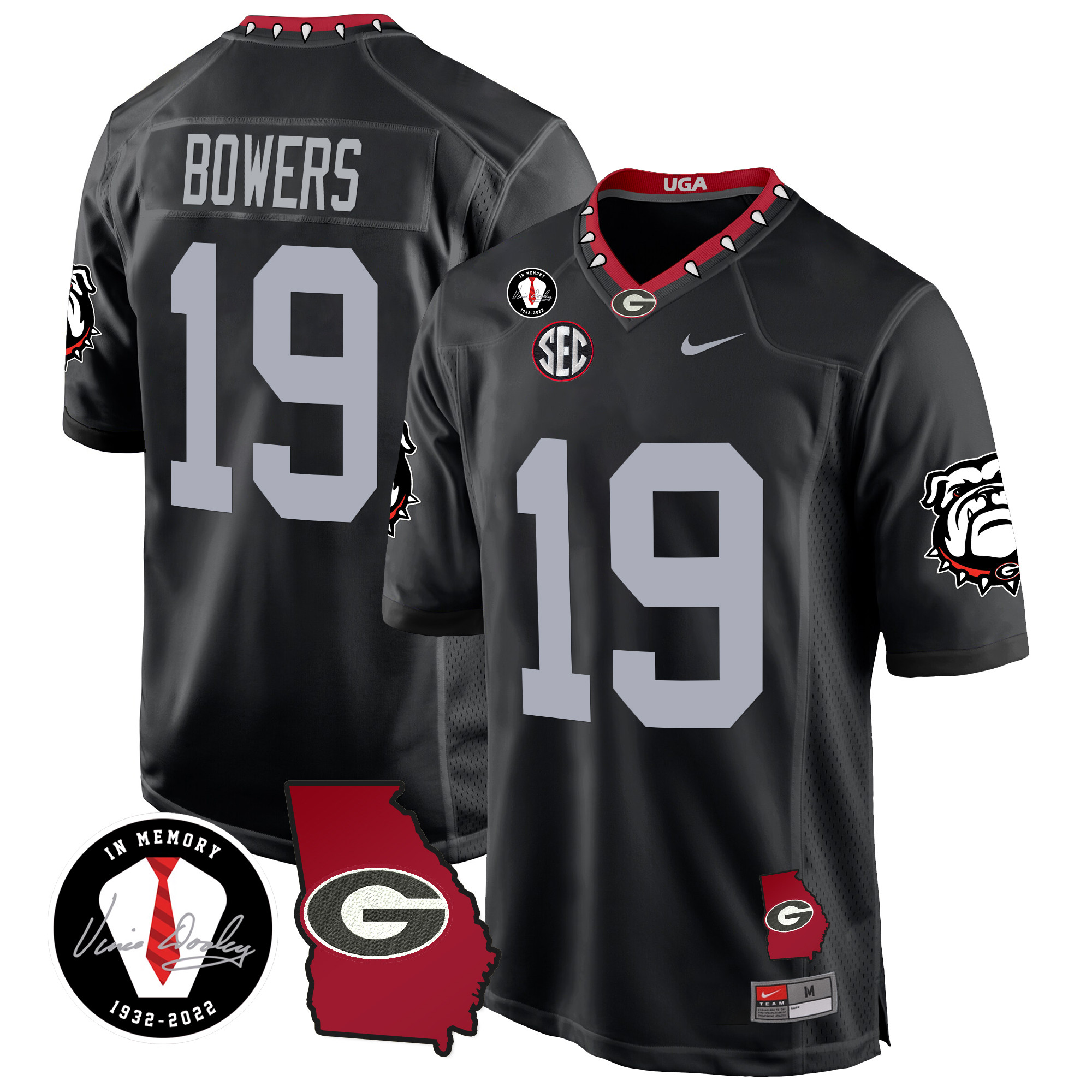 Men's Georgia Bulldogs 2024 Georgia Map Patch Game Jersey - All Stitched