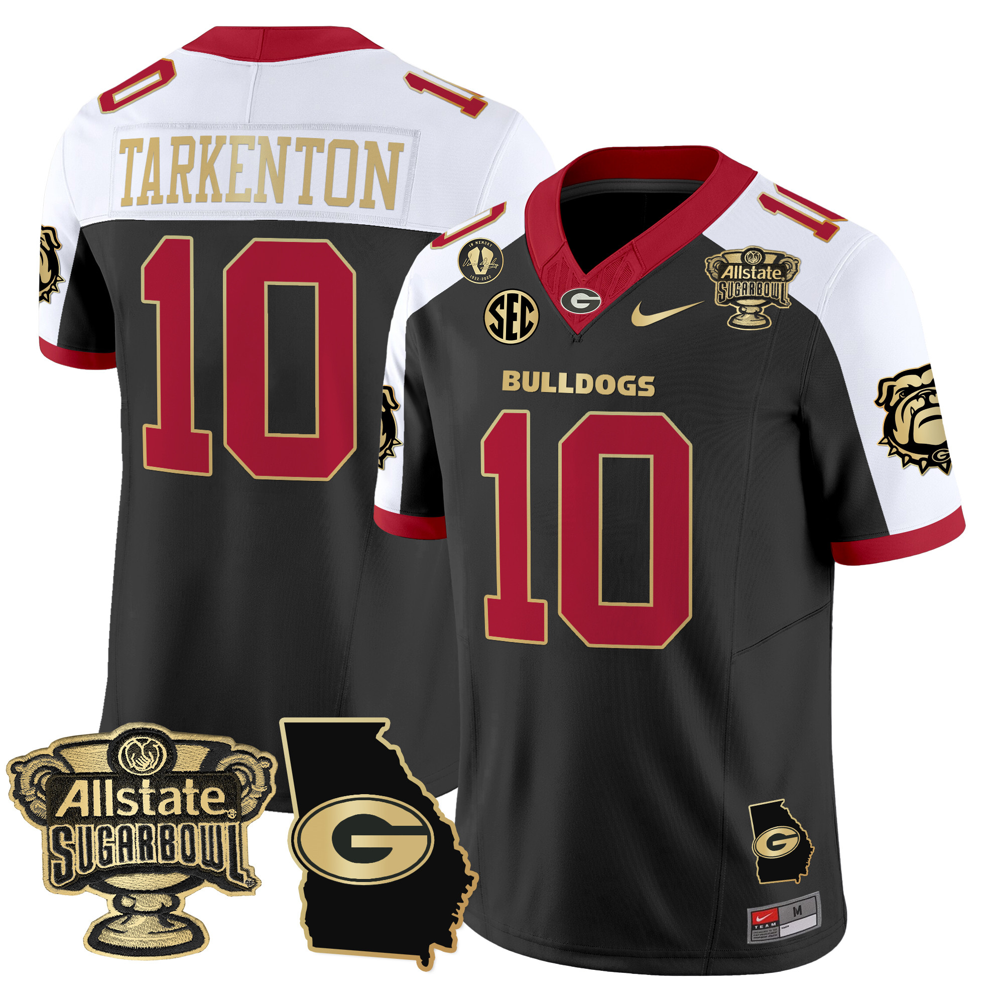 Men's Georgia Bulldogs 2024 Sugar Bowl & Georgia Map Patch Vapor Limited Jersey - All Stitched