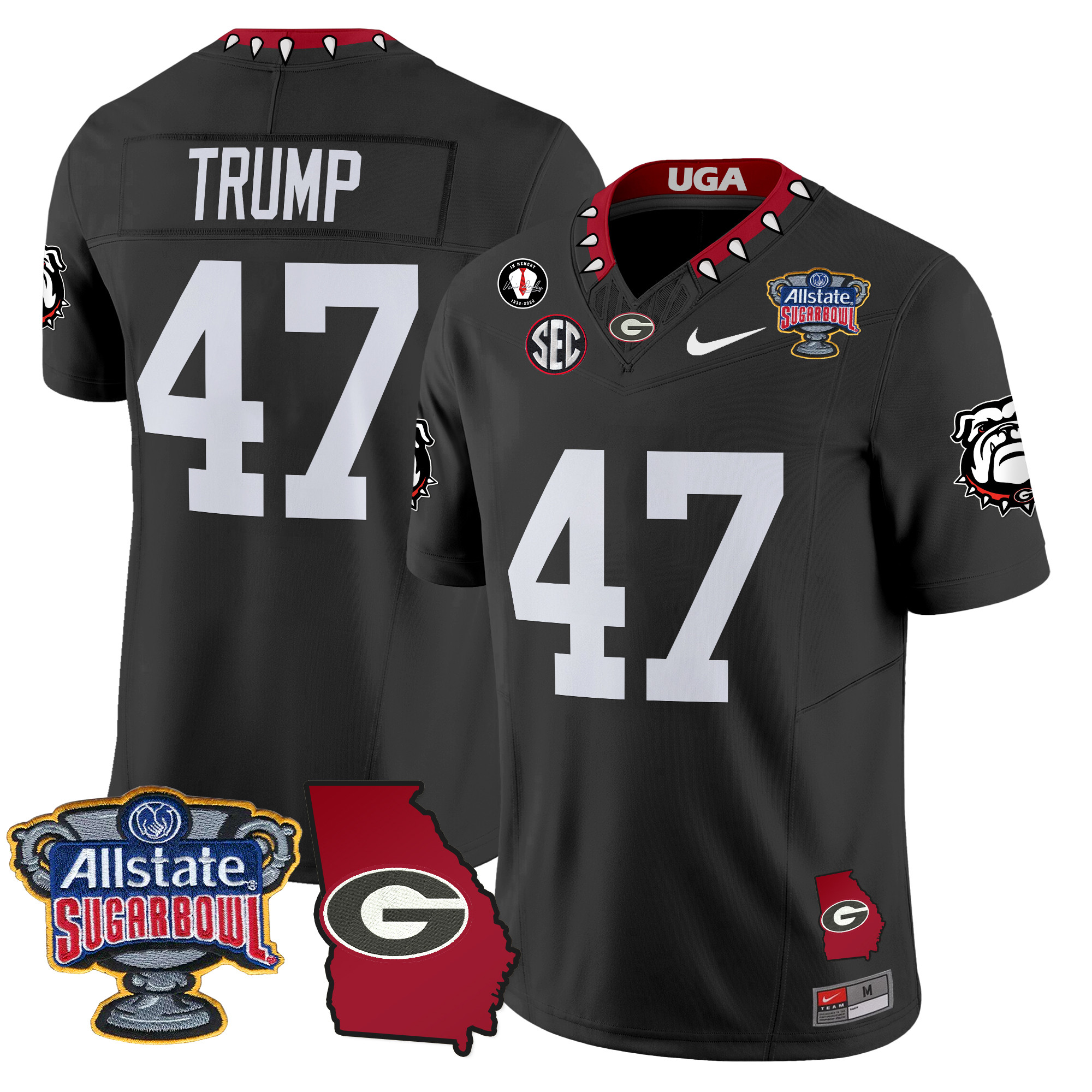 Men's Georgia Bulldogs 2024 Sugar Bowl & Georgia Map Patch Vapor Limited Jersey - All Stitched