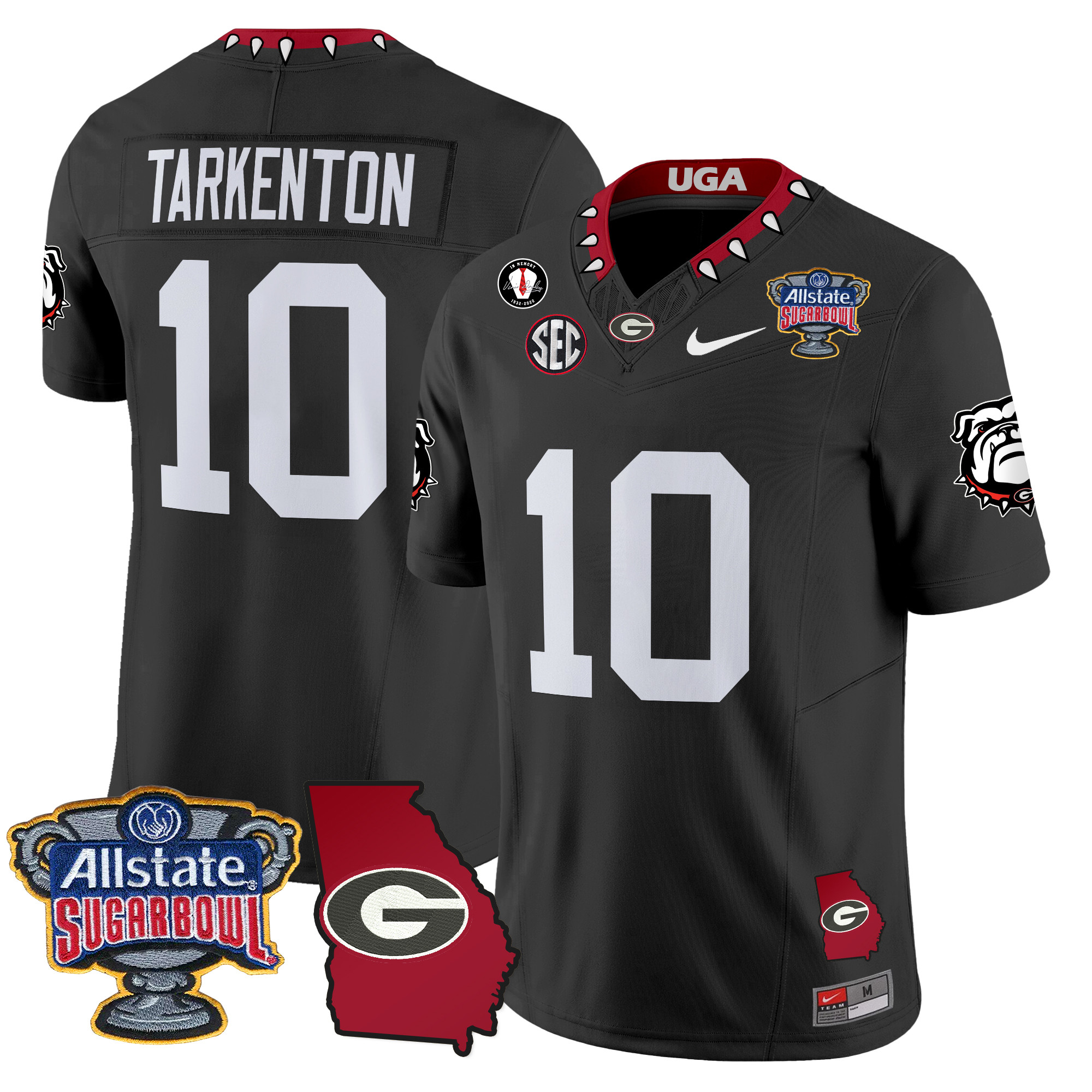 Men's Georgia Bulldogs 2024 Sugar Bowl & Georgia Map Patch Vapor Limited Jersey - All Stitched