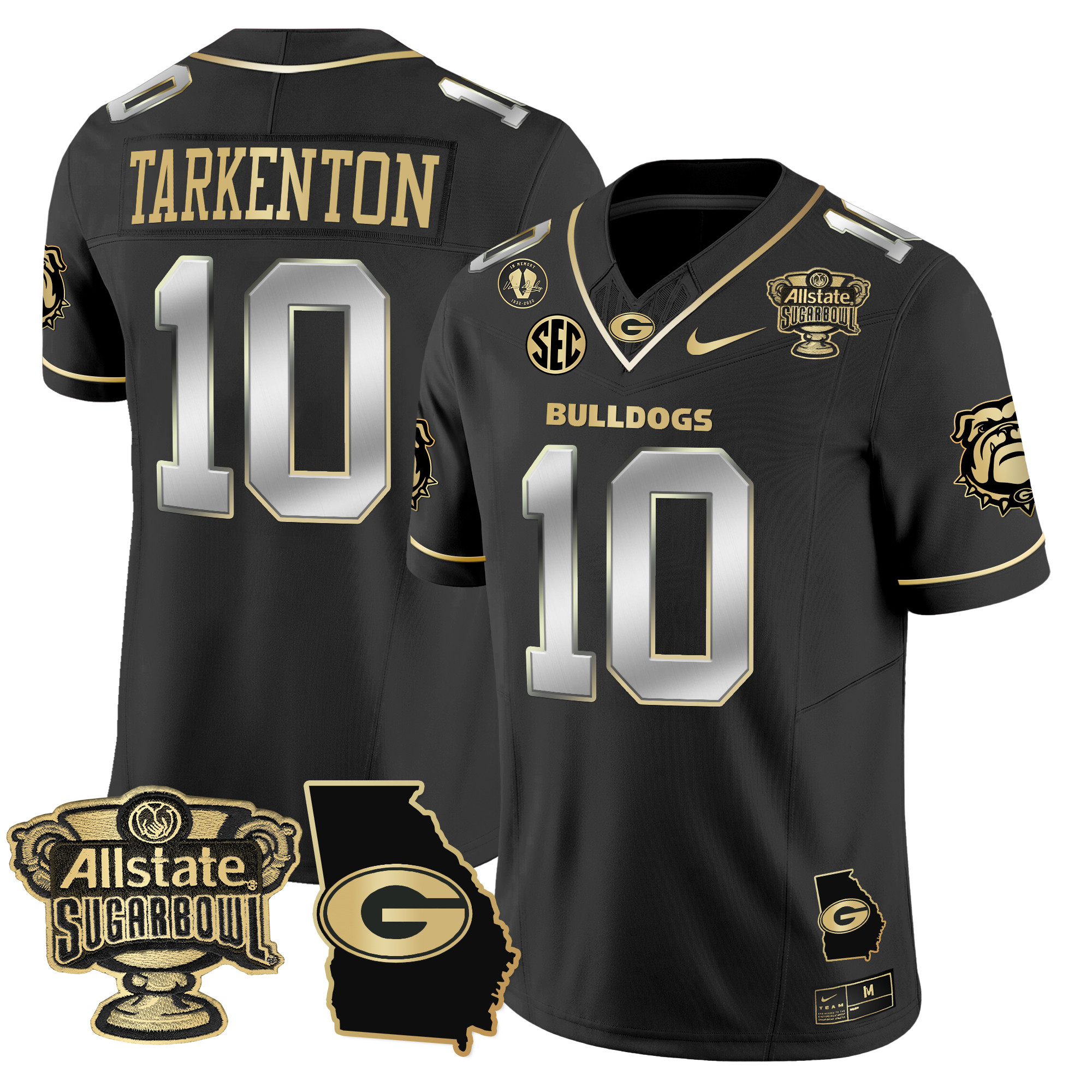 Men's Georgia Bulldogs 2024 Sugar Bowl & Georgia Map Patch Vapor Limited Jersey - All Stitched