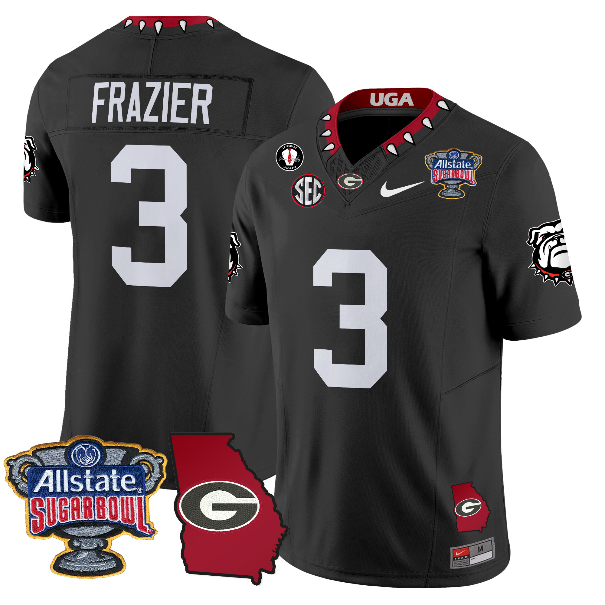 Men's Georgia Bulldogs 2024 Sugar Bowl & Georgia Map Patch Vapor Limited Jersey - All Stitched