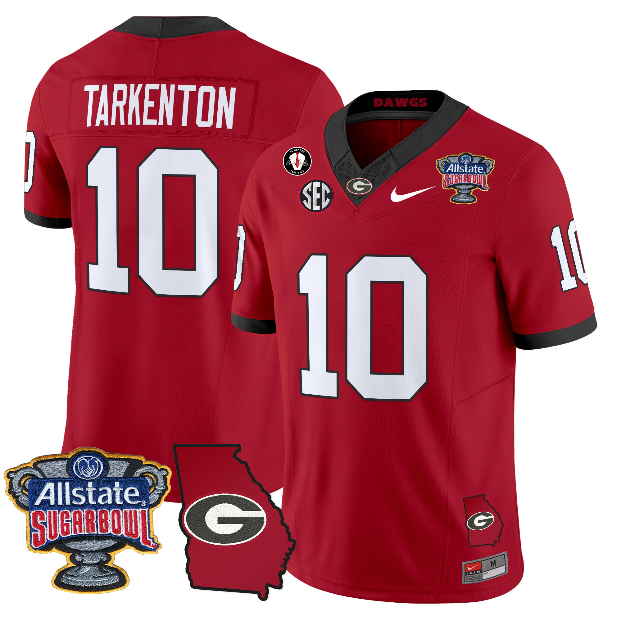 Men's Georgia Bulldogs 2024 Sugar Bowl & Georgia Map Patch Vapor Limited Jersey - All Stitched