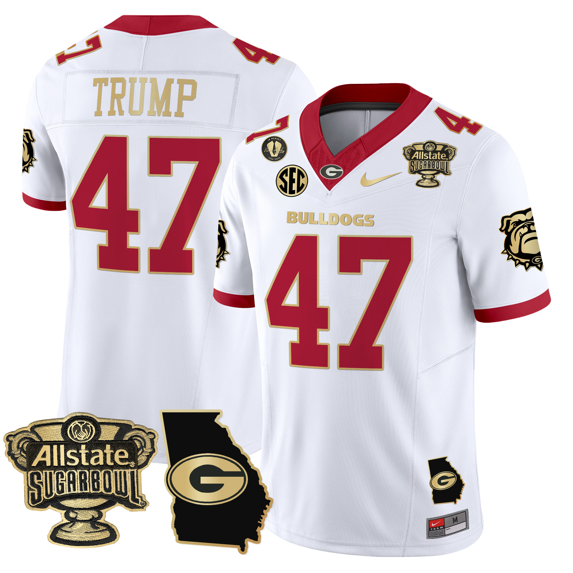 Men's Georgia Bulldogs 2024 Sugar Bowl & Georgia Map Patch Vapor Limited Jersey - All Stitched