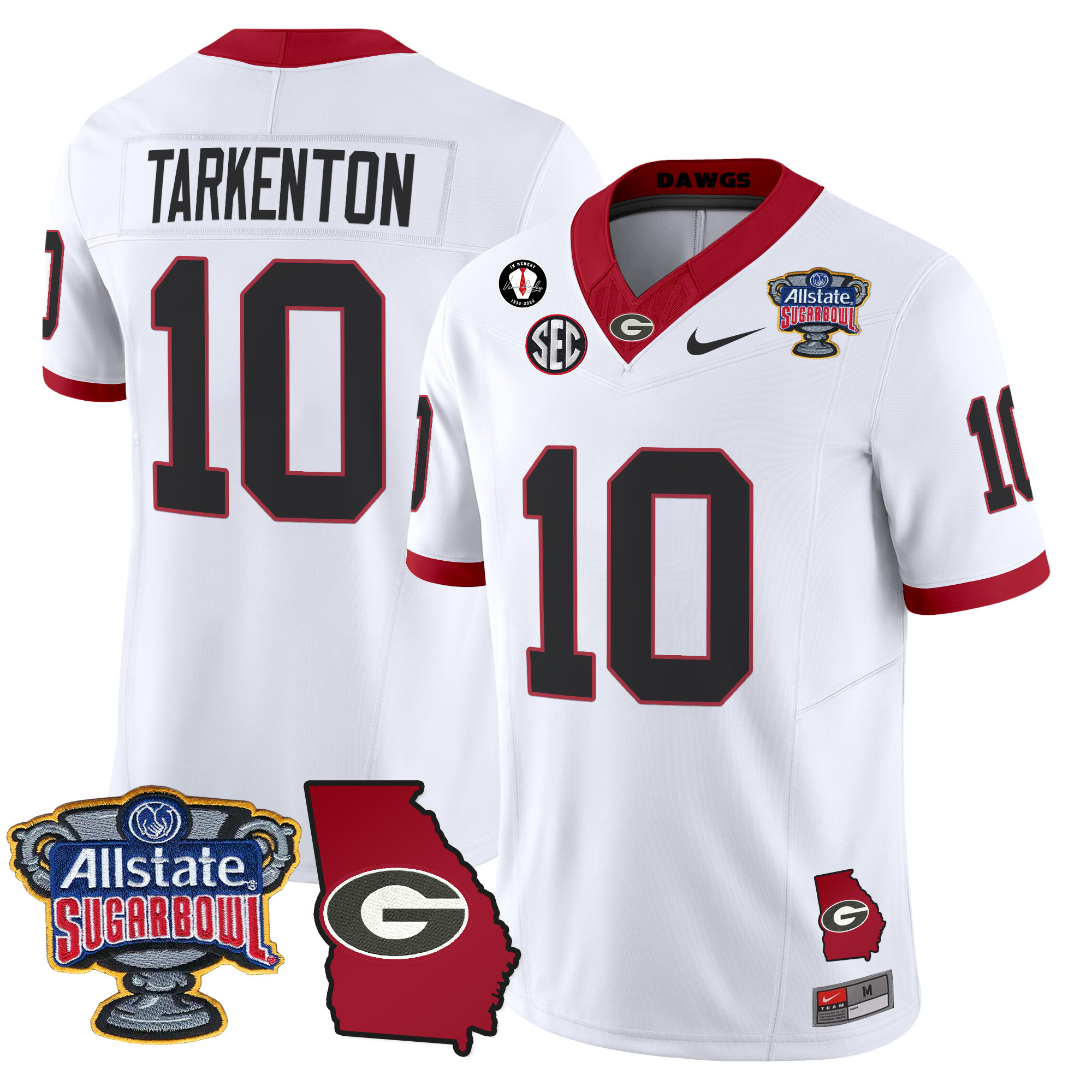 Men's Georgia Bulldogs 2024 Sugar Bowl & Georgia Map Patch Vapor Limited Jersey - All Stitched
