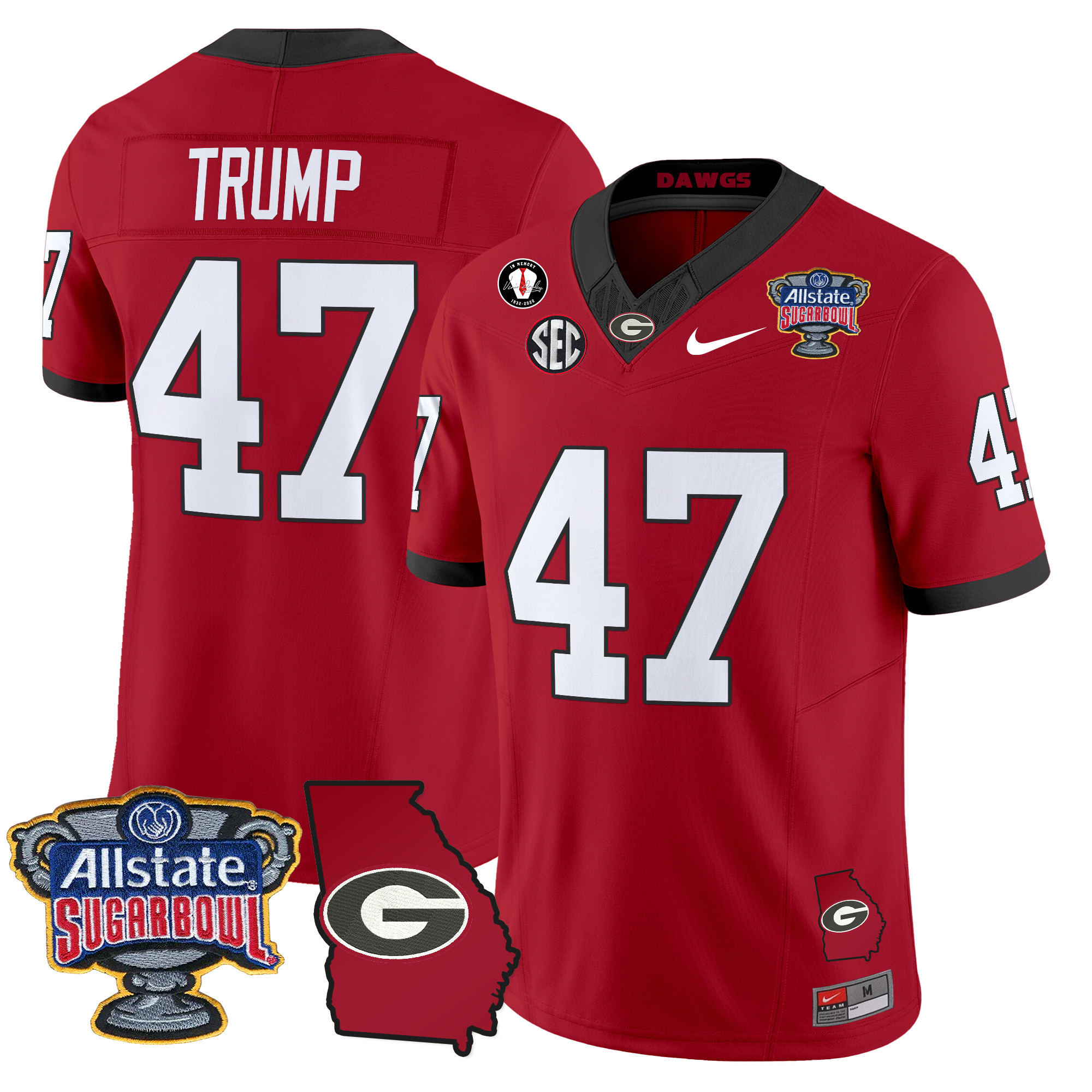 Men's Georgia Bulldogs 2024 Sugar Bowl & Georgia Map Patch Vapor Limited Jersey - All Stitched