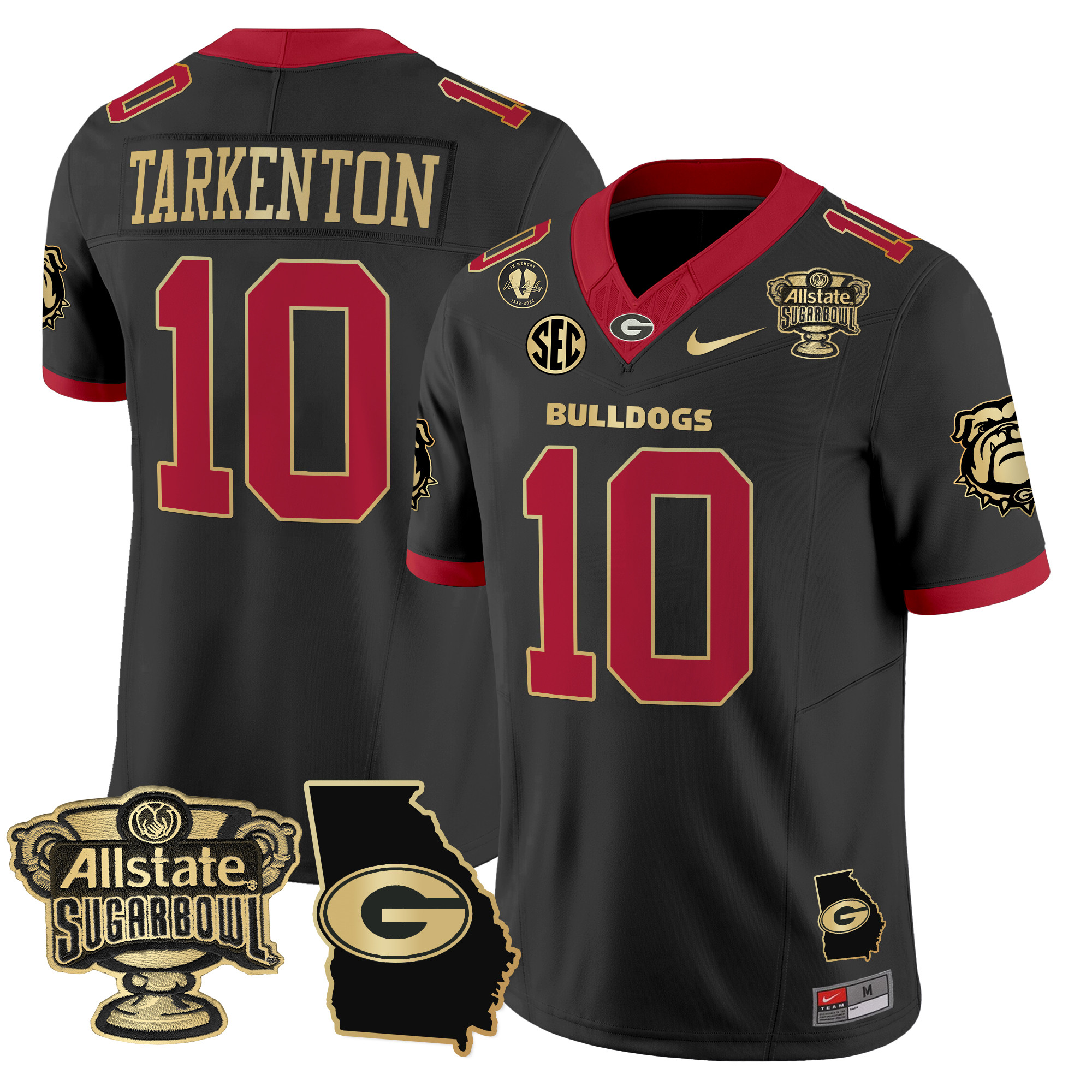 Men's Georgia Bulldogs 2024 Sugar Bowl & Georgia Map Patch Vapor Limited Jersey - All Stitched
