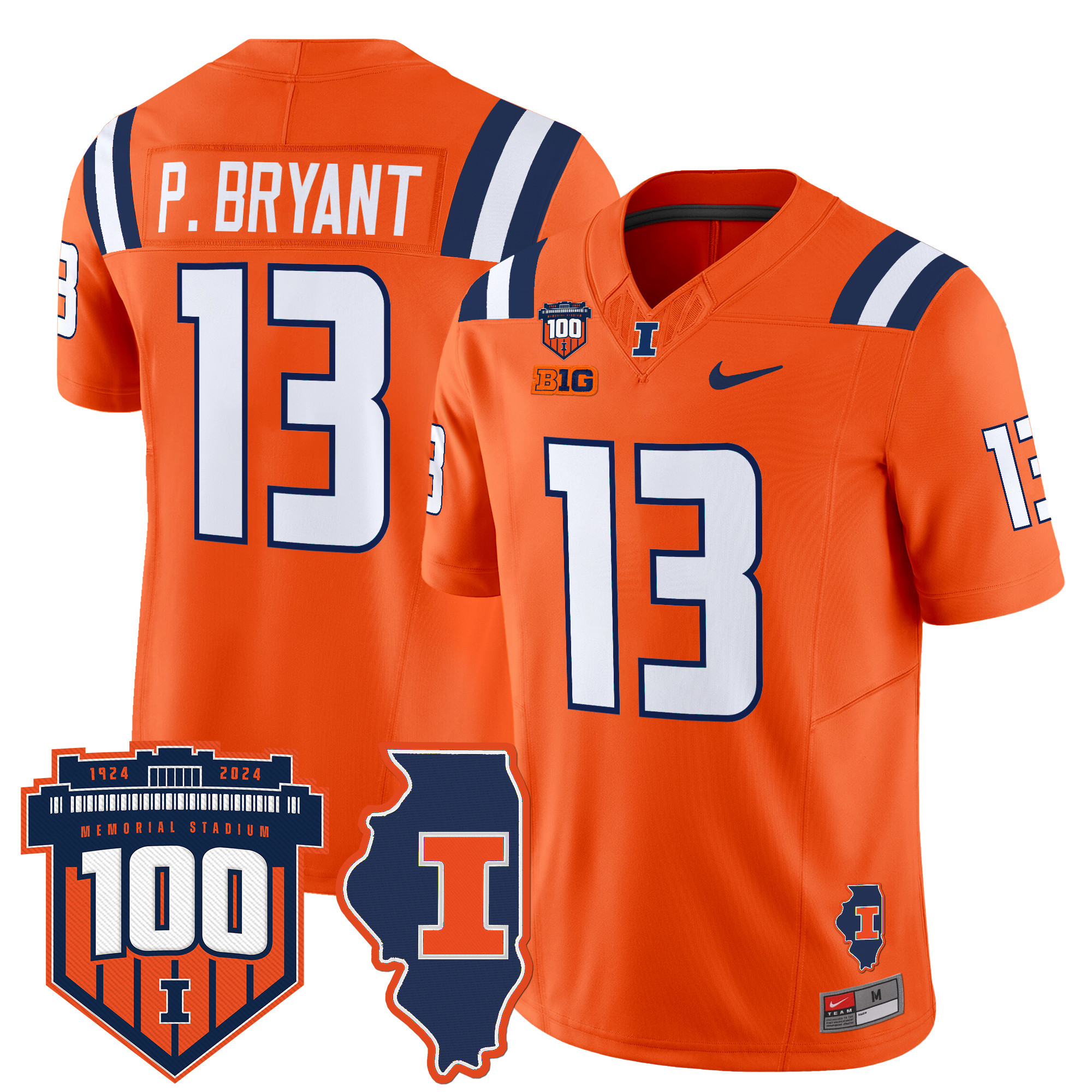 Men's Illinois Fighting Illini 100th Memorial Stadium Patch Vapor Limited Jersey - All Stitched
