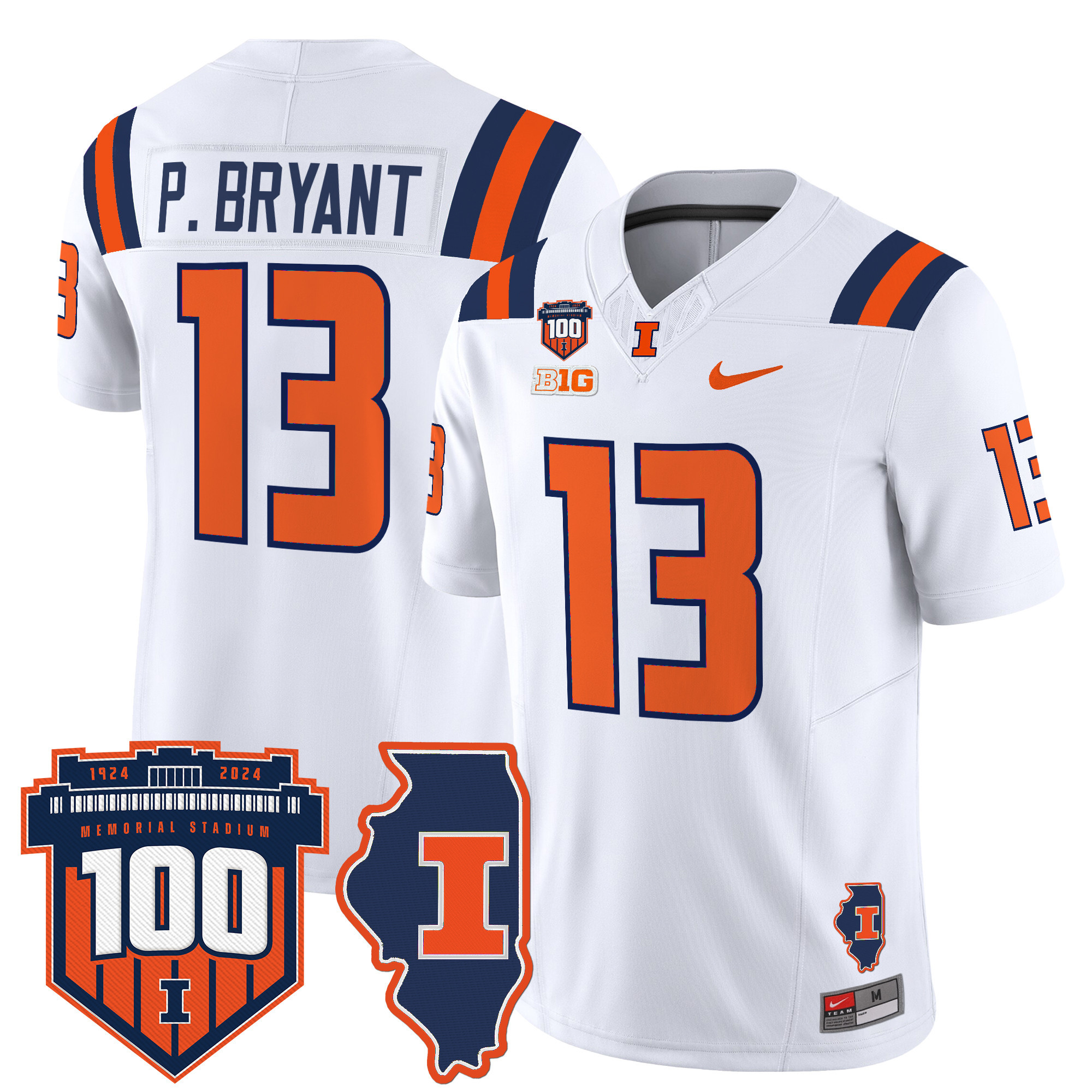 Men's Illinois Fighting Illini 100th Memorial Stadium Patch Vapor Limited Jersey - All Stitched