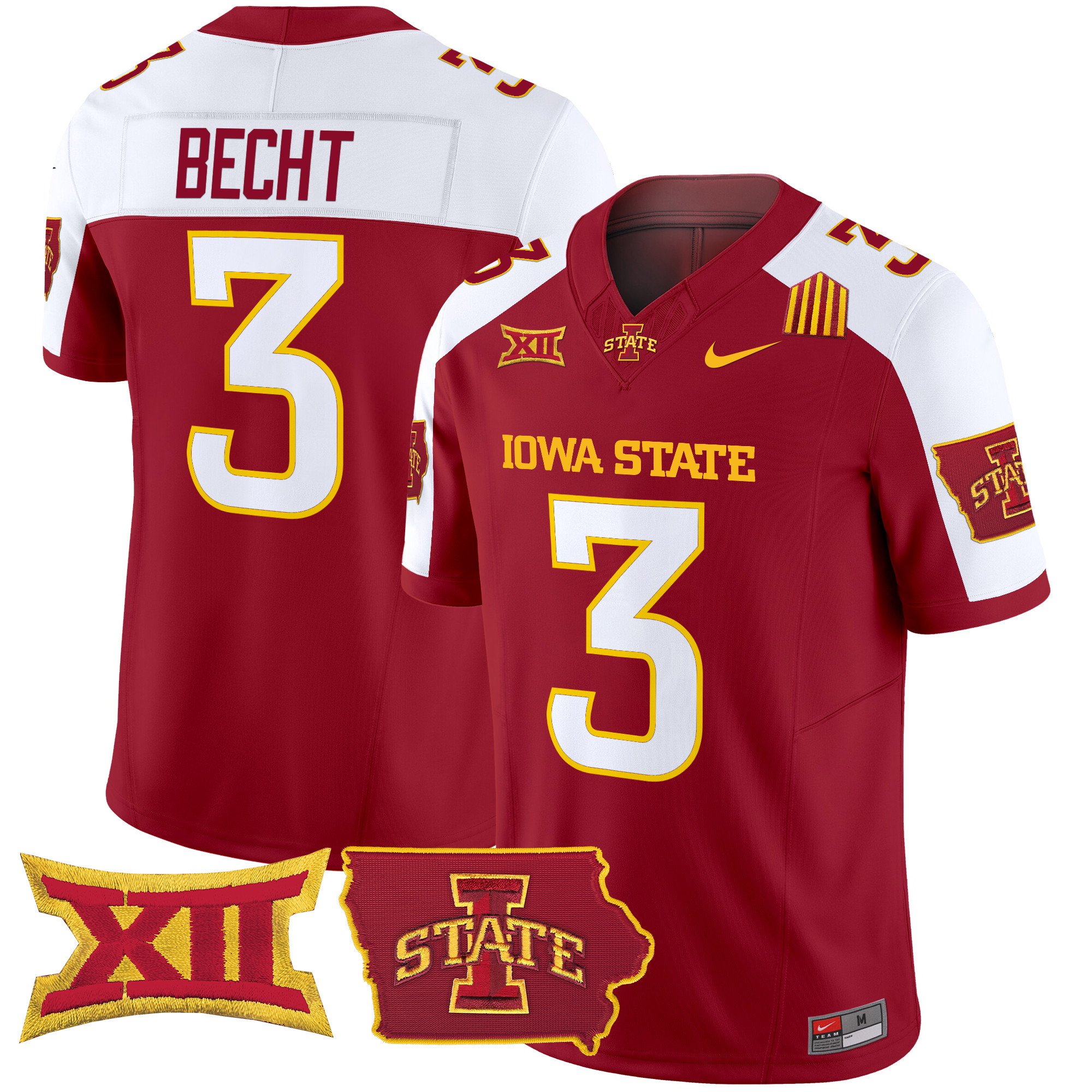 Men's Iowa State Cyclones 2024 Home Patch Vapor Limited Jersey - All Stitched