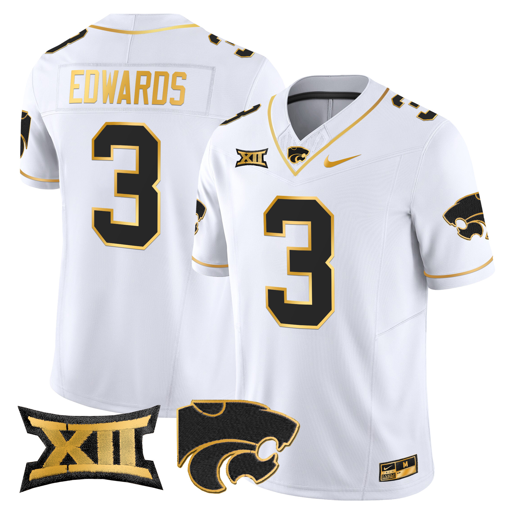 Men's Kansas State Wildcats 2024 Gold Vapor Limited Jersey - All Stitched