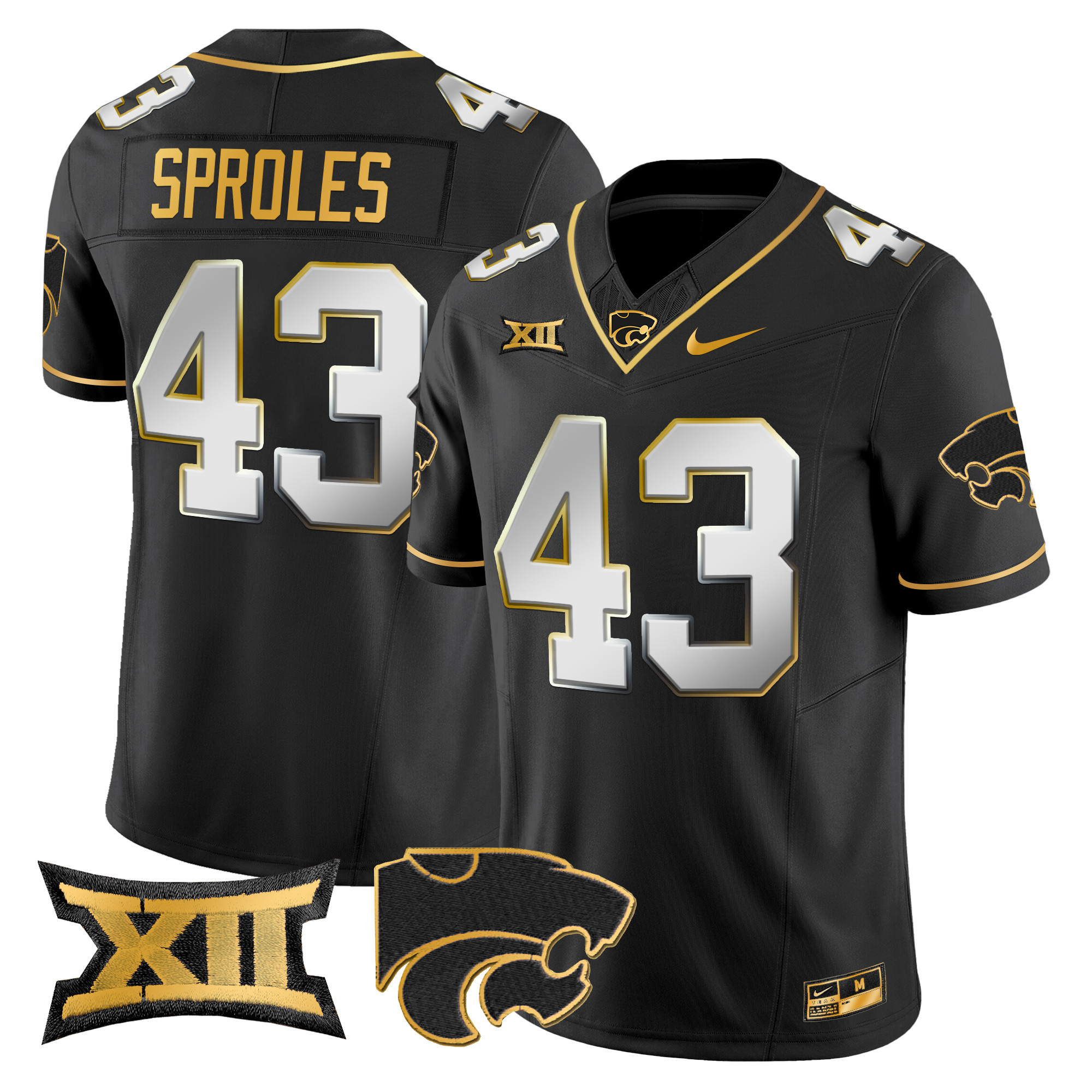 Men's Kansas State Wildcats 2024 Gold Vapor Limited Jersey - All Stitched