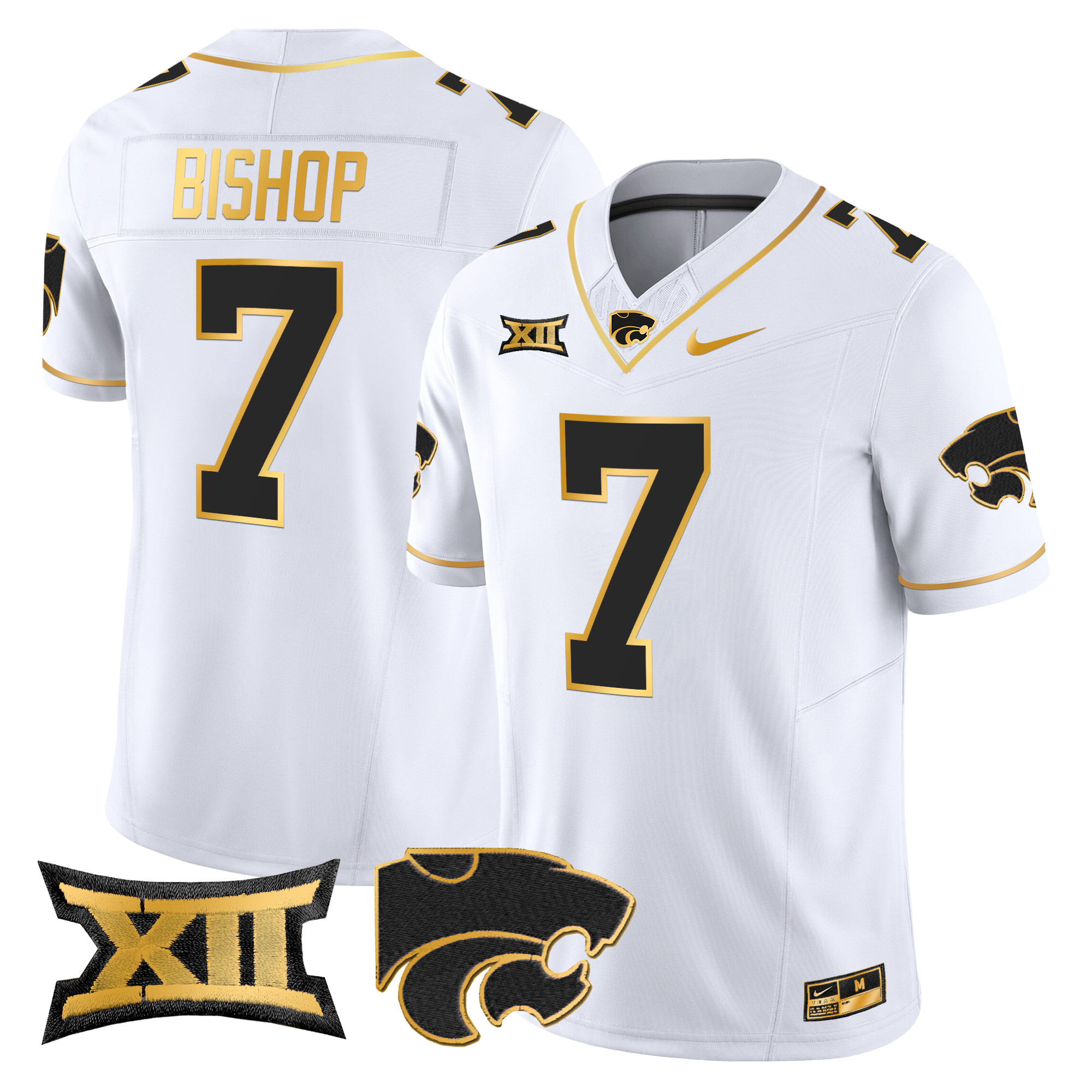 Men's Kansas State Wildcats 2024 Gold Vapor Limited Jersey - All Stitched