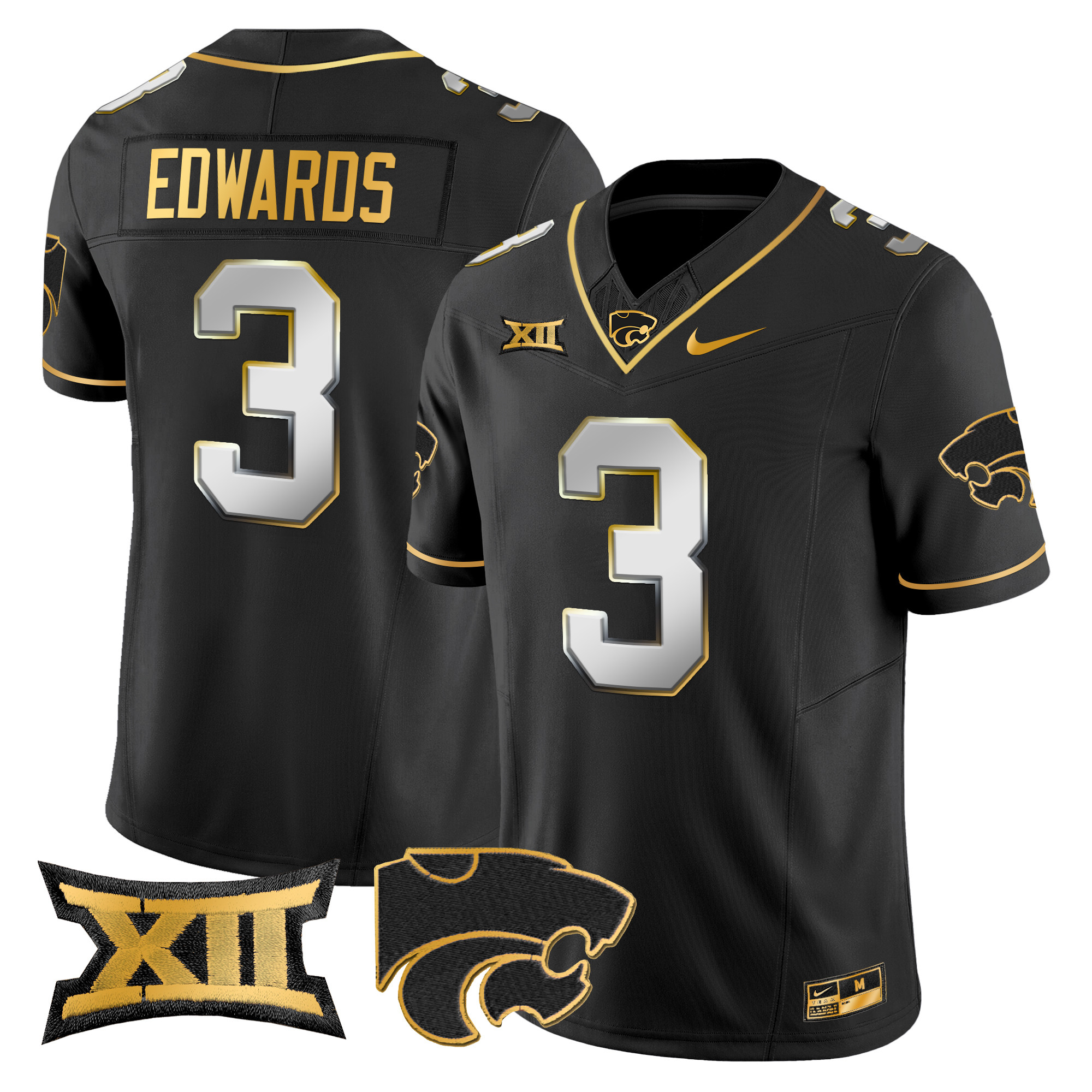 Men's Kansas State Wildcats 2024 Gold Vapor Limited Jersey - All Stitched