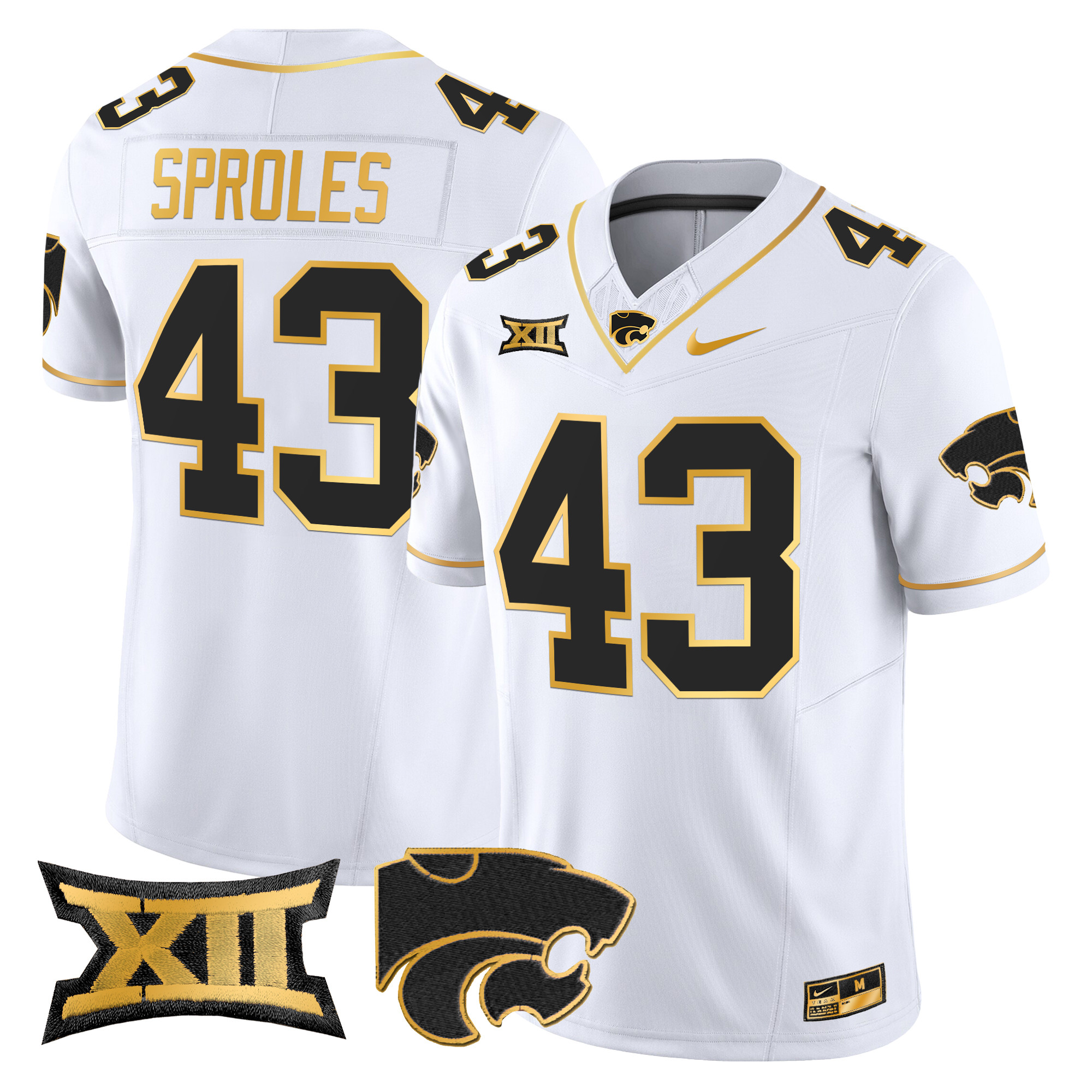 Men's Kansas State Wildcats 2024 Gold Vapor Limited Jersey - All Stitched