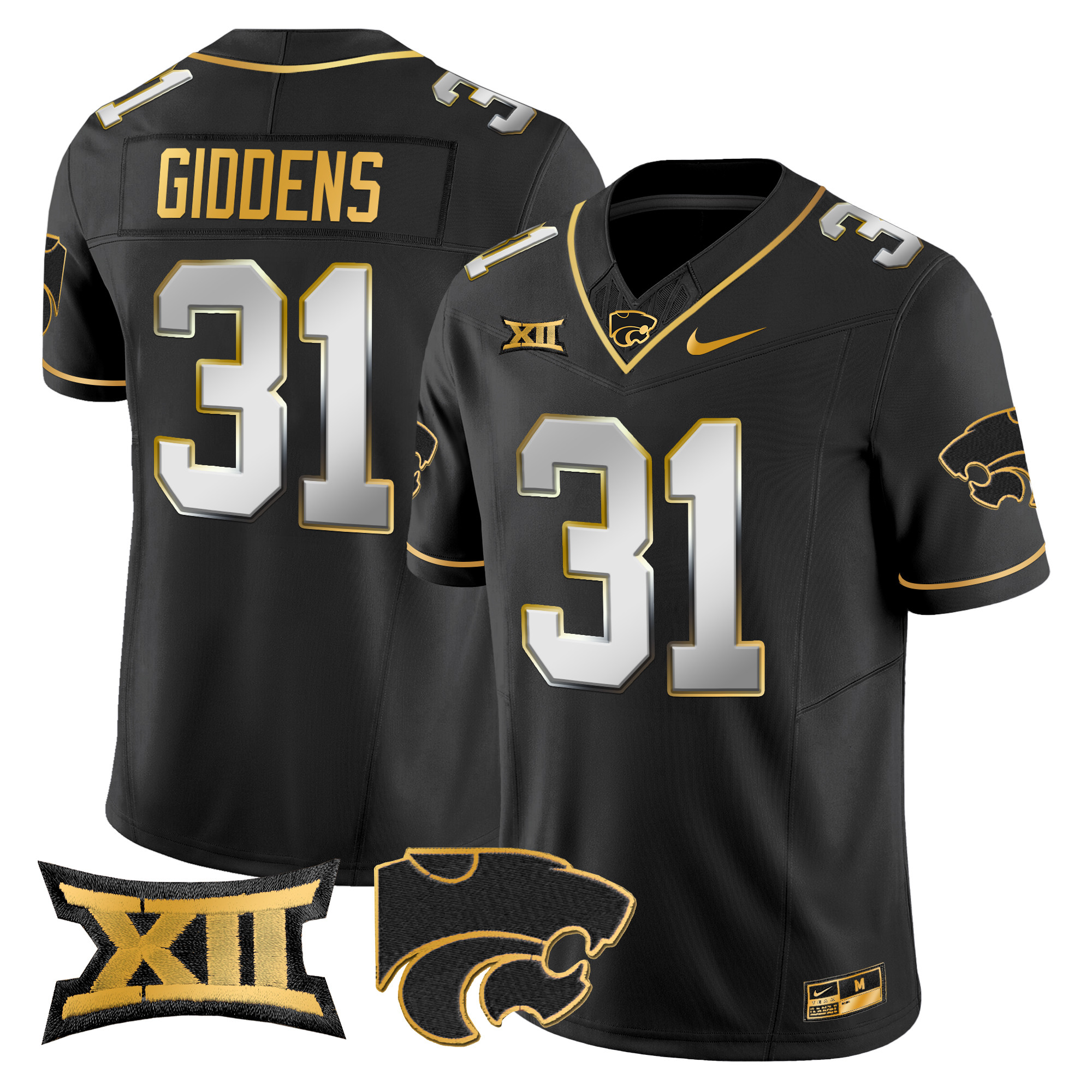 Men's Kansas State Wildcats 2024 Gold Vapor Limited Jersey - All Stitched
