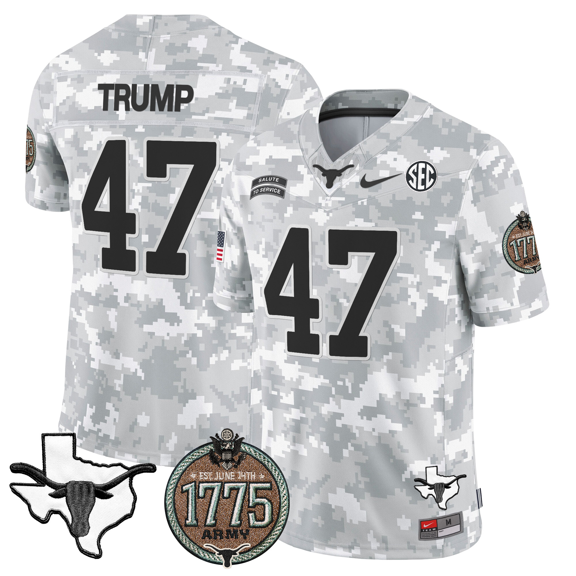 Men's Longhorns 2024 Salute to Service Establishment Year Patch Vapor Limited Jersey - All Stitched