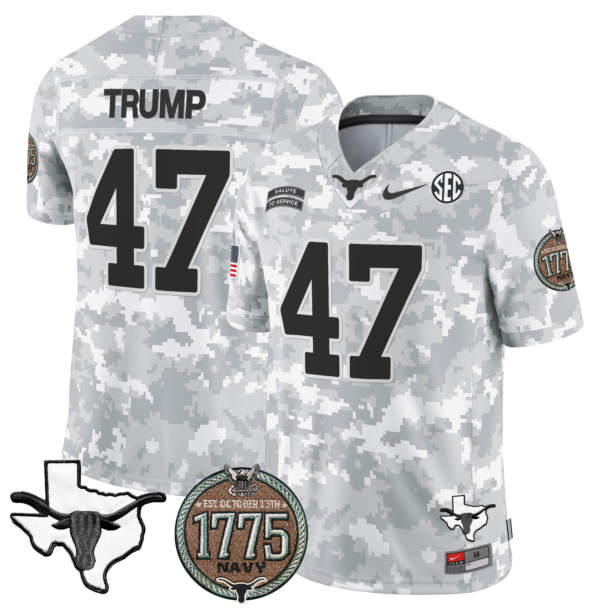 Men's Longhorns 2024 Salute to Service Establishment Year Patch Vapor Limited Jersey - All Stitched