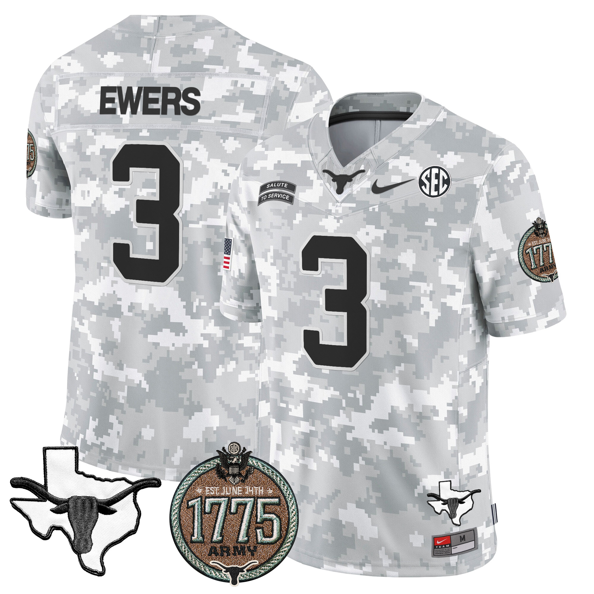 Men's Longhorns 2024 Salute to Service Establishment Year Patch Vapor Limited Jersey - All Stitched