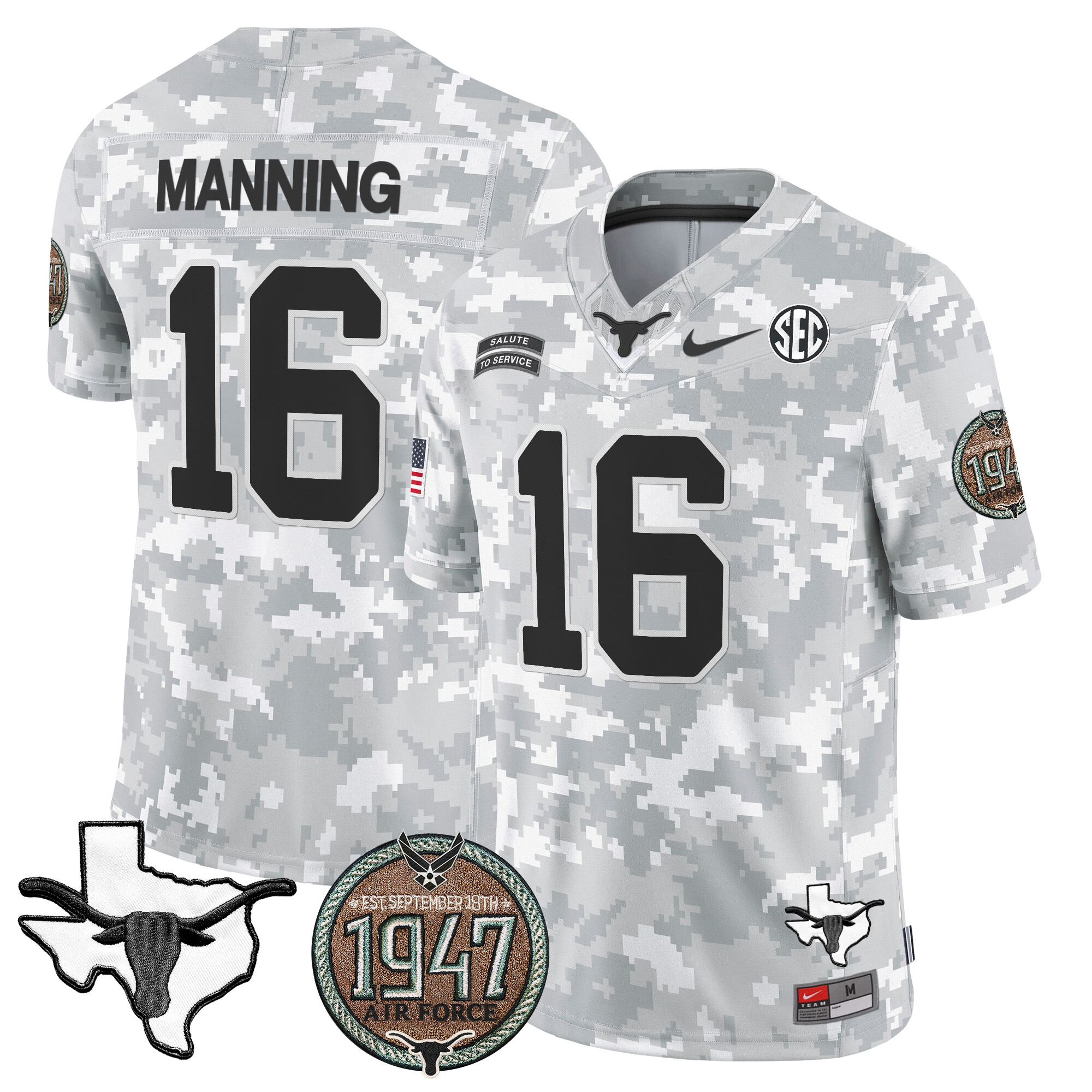 Men's Longhorns 2024 Salute to Service Establishment Year Patch Vapor Limited Jersey - All Stitched
