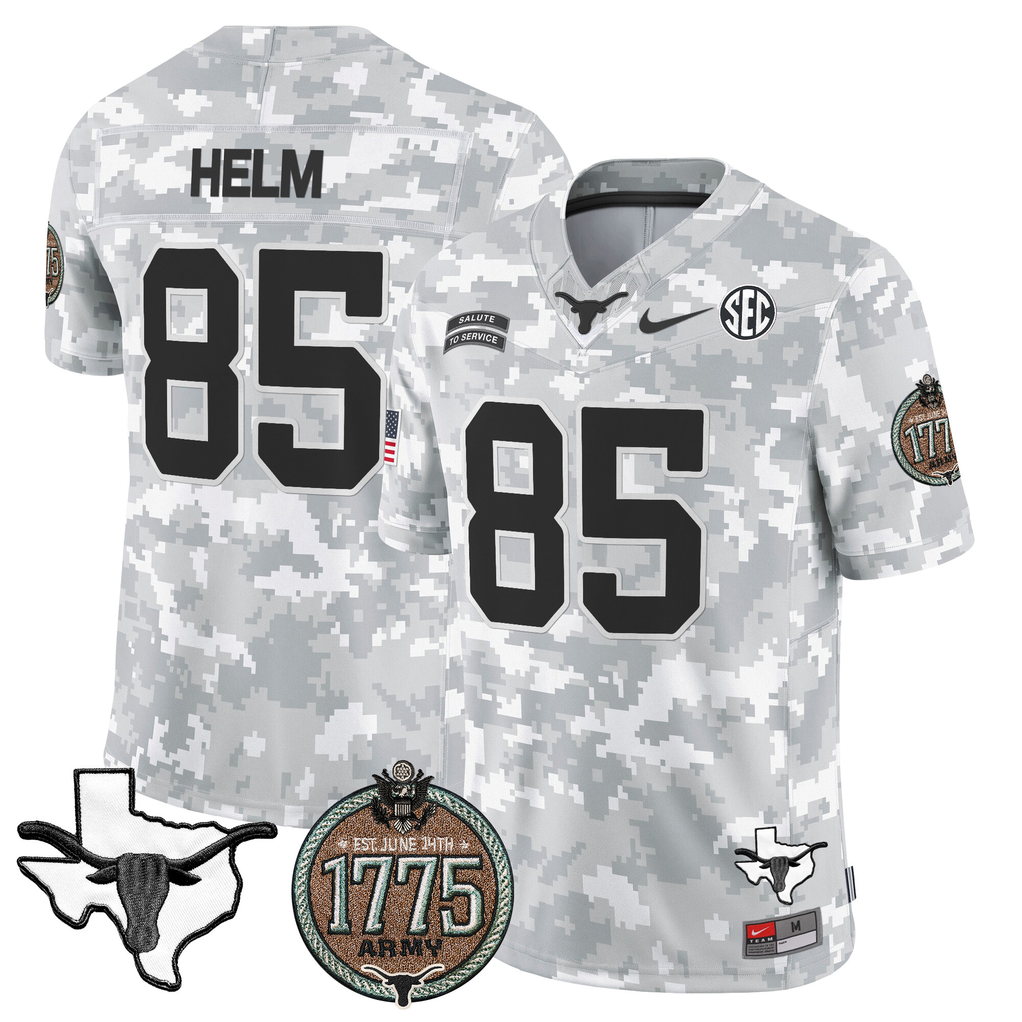Men's Longhorns 2024 Salute to Service Establishment Year Patch Vapor Limited Jersey - All Stitched